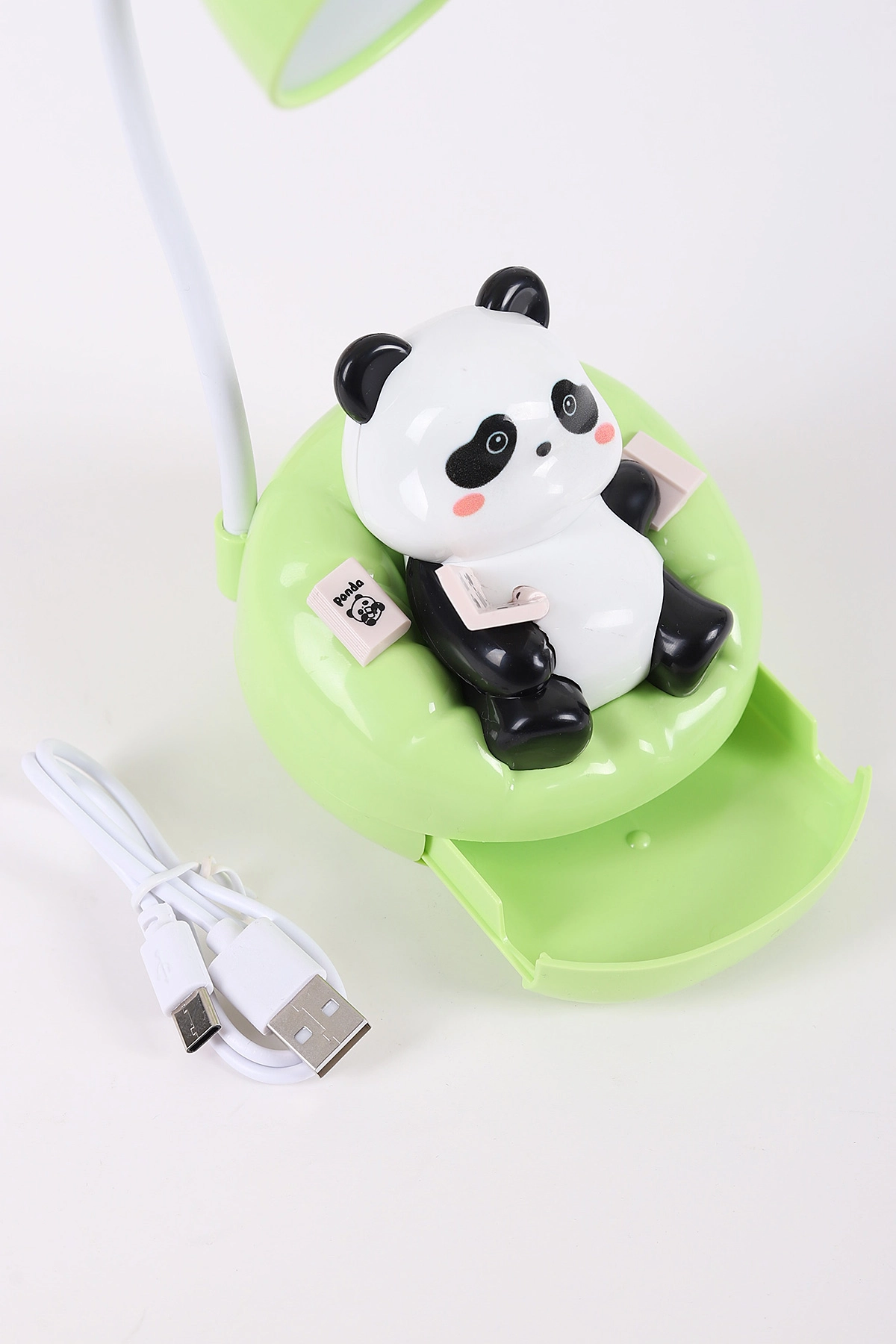 Yeşil Panda Figürlü Şarj Edilebilir 3 Kademeli Telefon Tutucu Özellikli Masa Lambası 442943