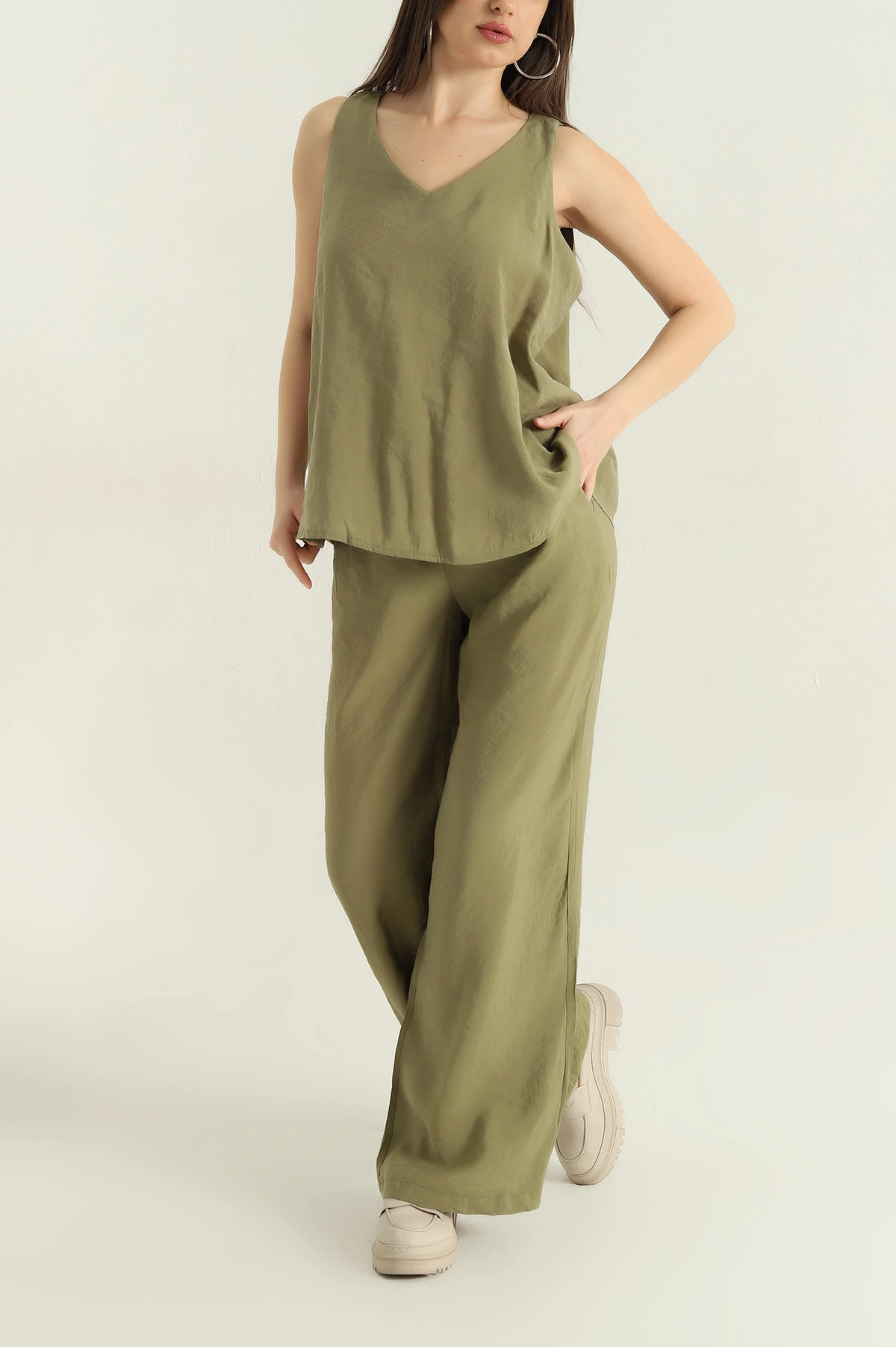 Yeşil Pantolon Bluz Modal Kadın İkili Takım 362253