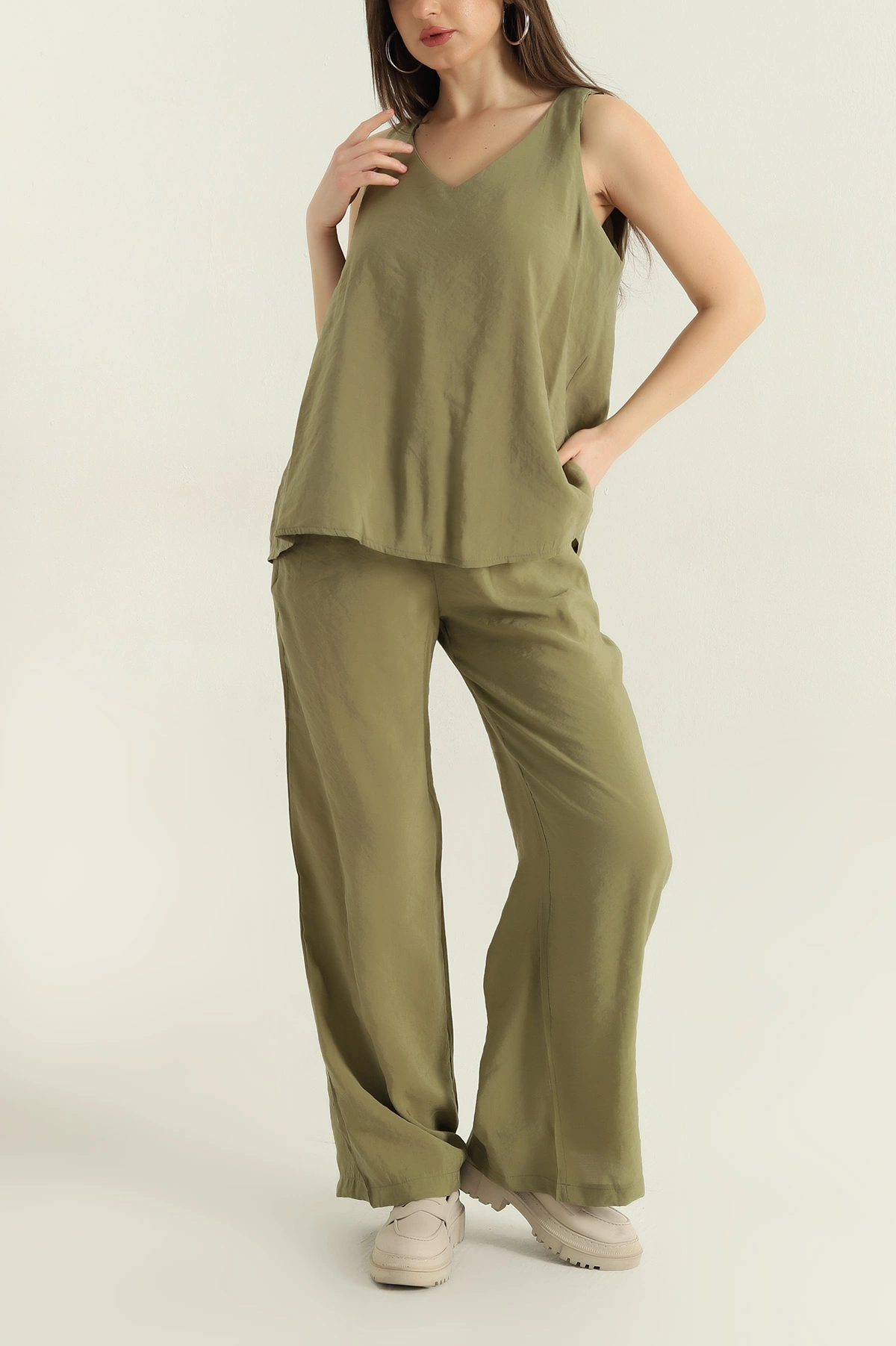 Yeşil Pantolon Bluz Modal Kadın İkili Takım 362253