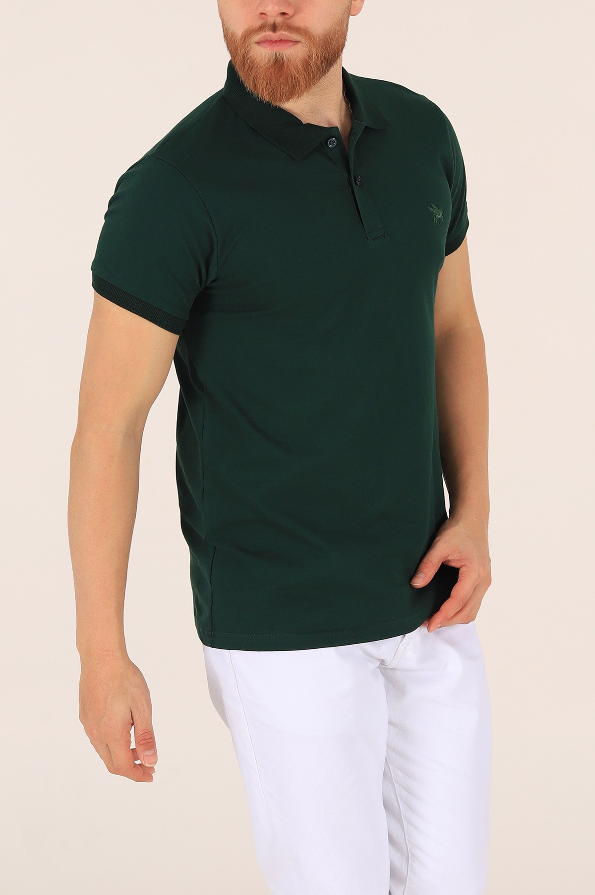 Yeşil Polo Yaka Dügmeli Erkek Tişört 171484