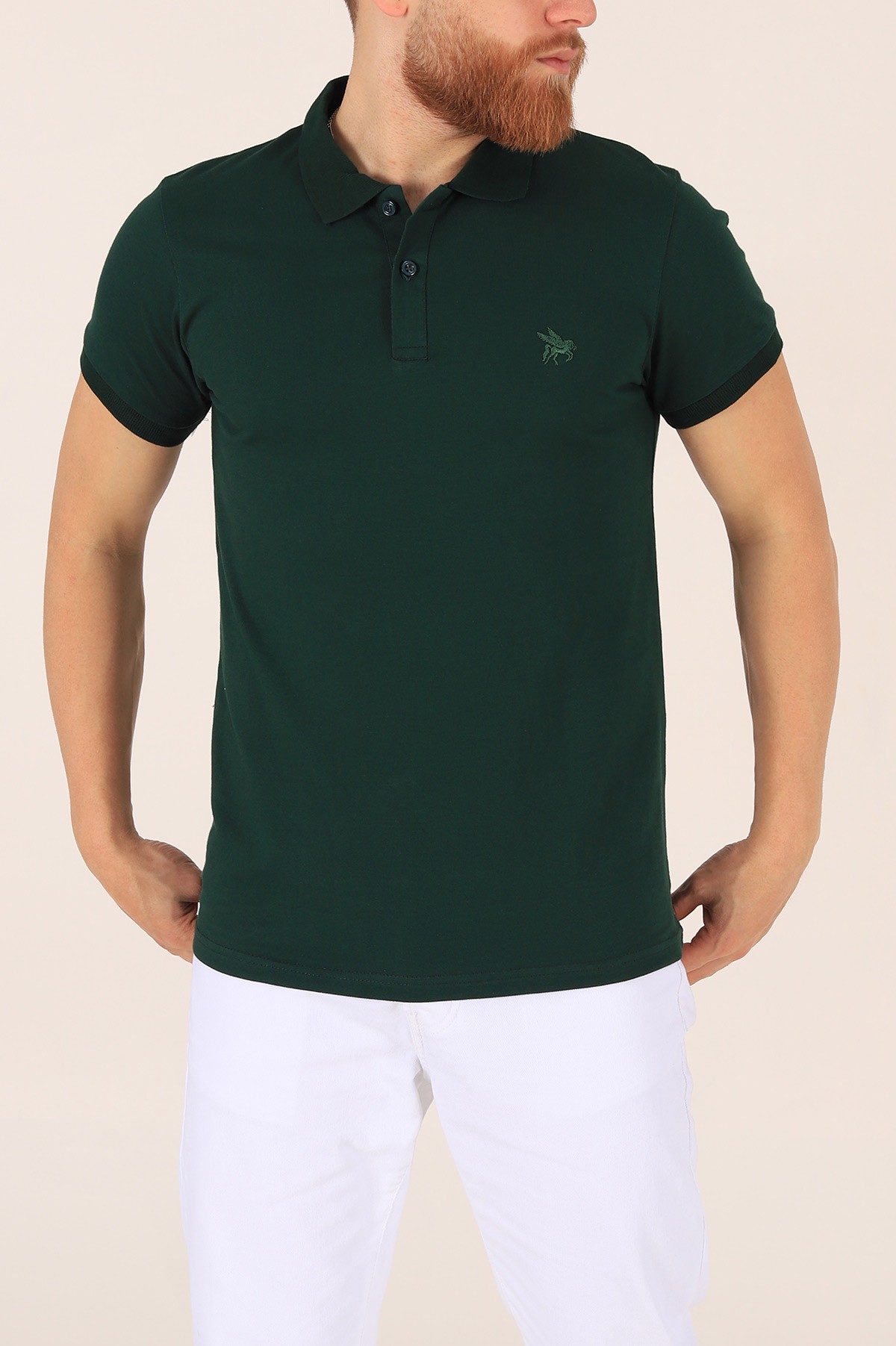Yeşil Polo Yaka Dügmeli Erkek Tişört 171484
