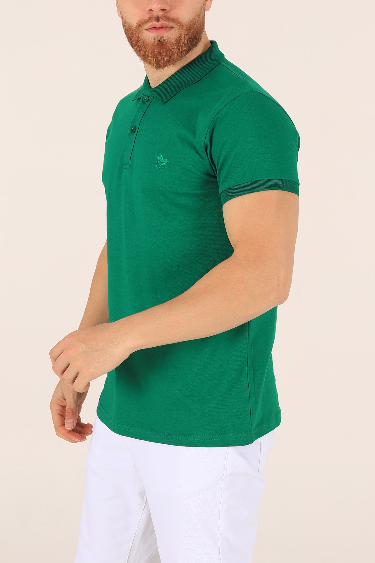Benetton Yeşili Polo Yaka Düğmeli Erkek Tişört 171490