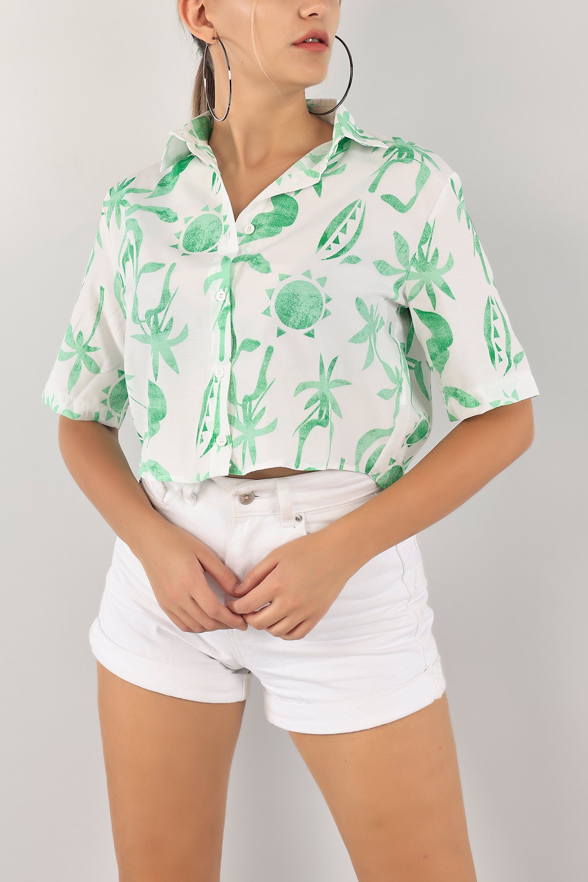 Yeşil Poplin Bayan Gömlek 124693