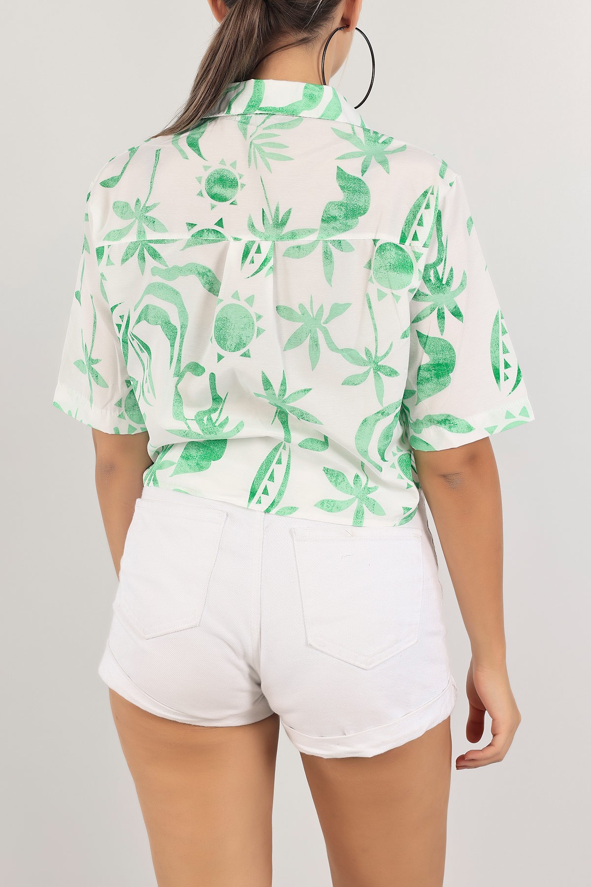 Yeşil Poplin Bayan Gömlek 124693