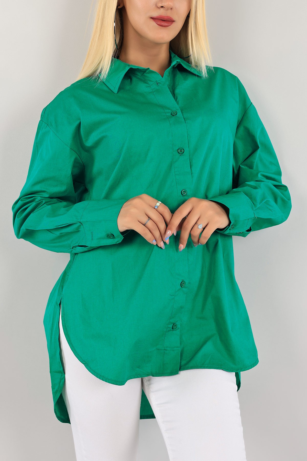 Yeşil Poplin Gömlek Tunik 124729