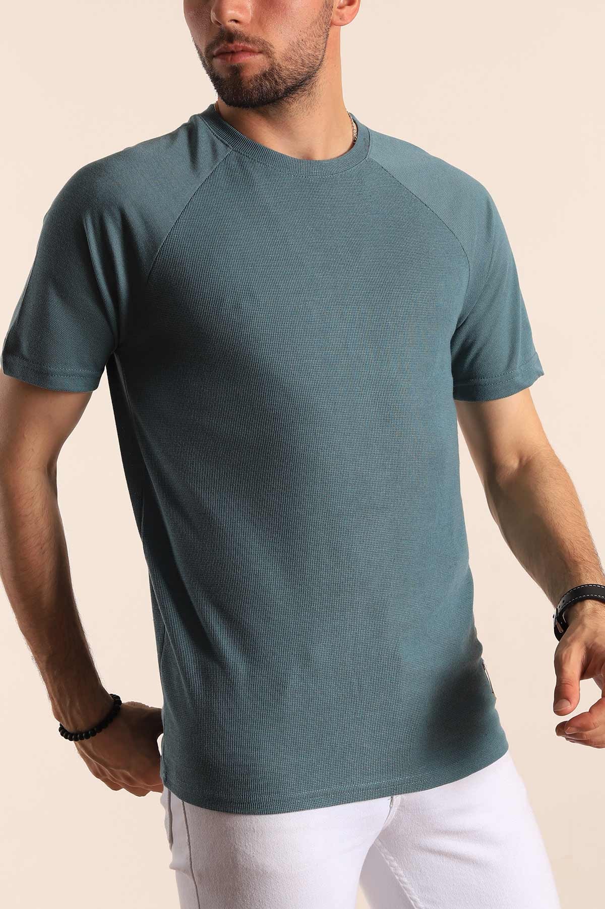 Yeşil Reglan Kol Mikro Delikli Erkek Tişört 187737