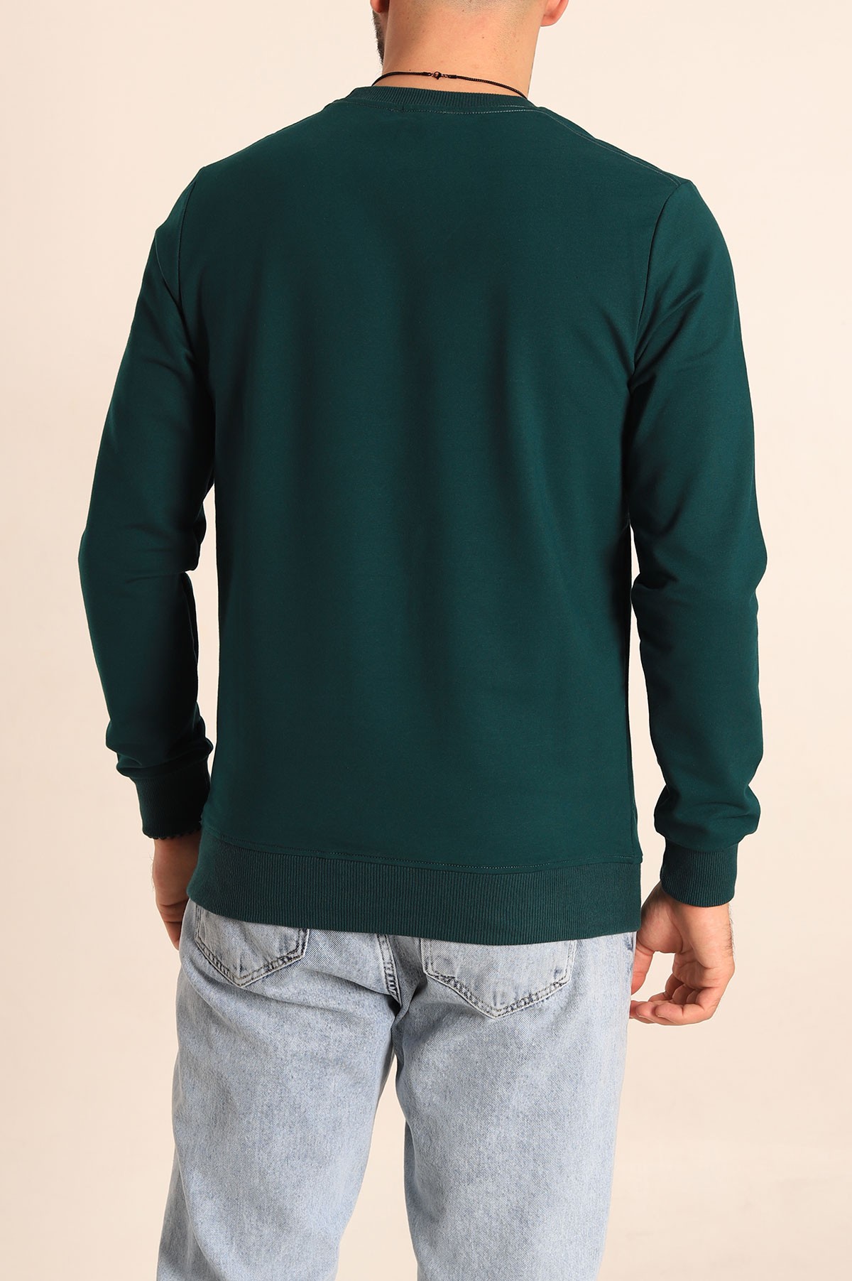 Yeşil Regular Fit Basic Bisiklet Yaka Erkek Sweatshirt 217617