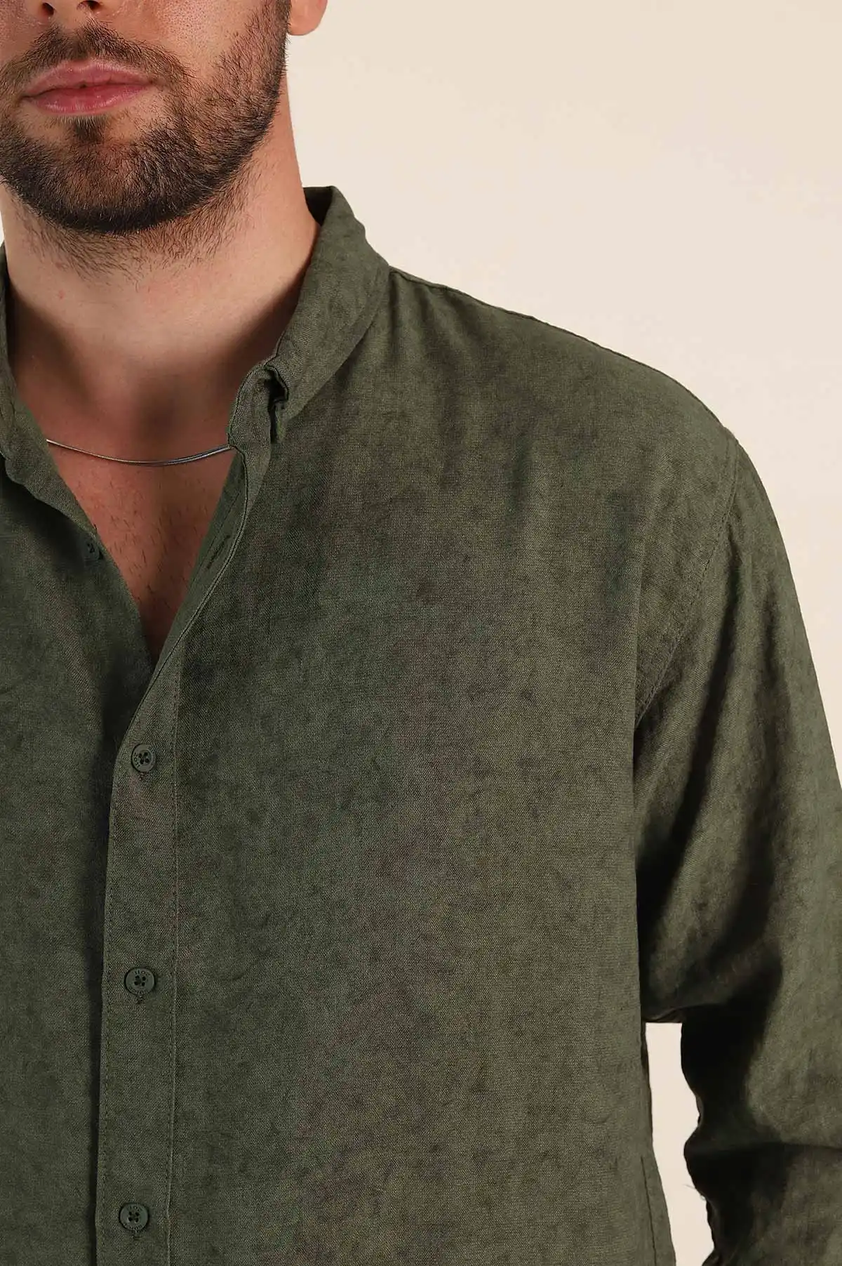 Yeşil Relaxed Fit Desenli Uzun Kollu Erkek Gömlek 369753