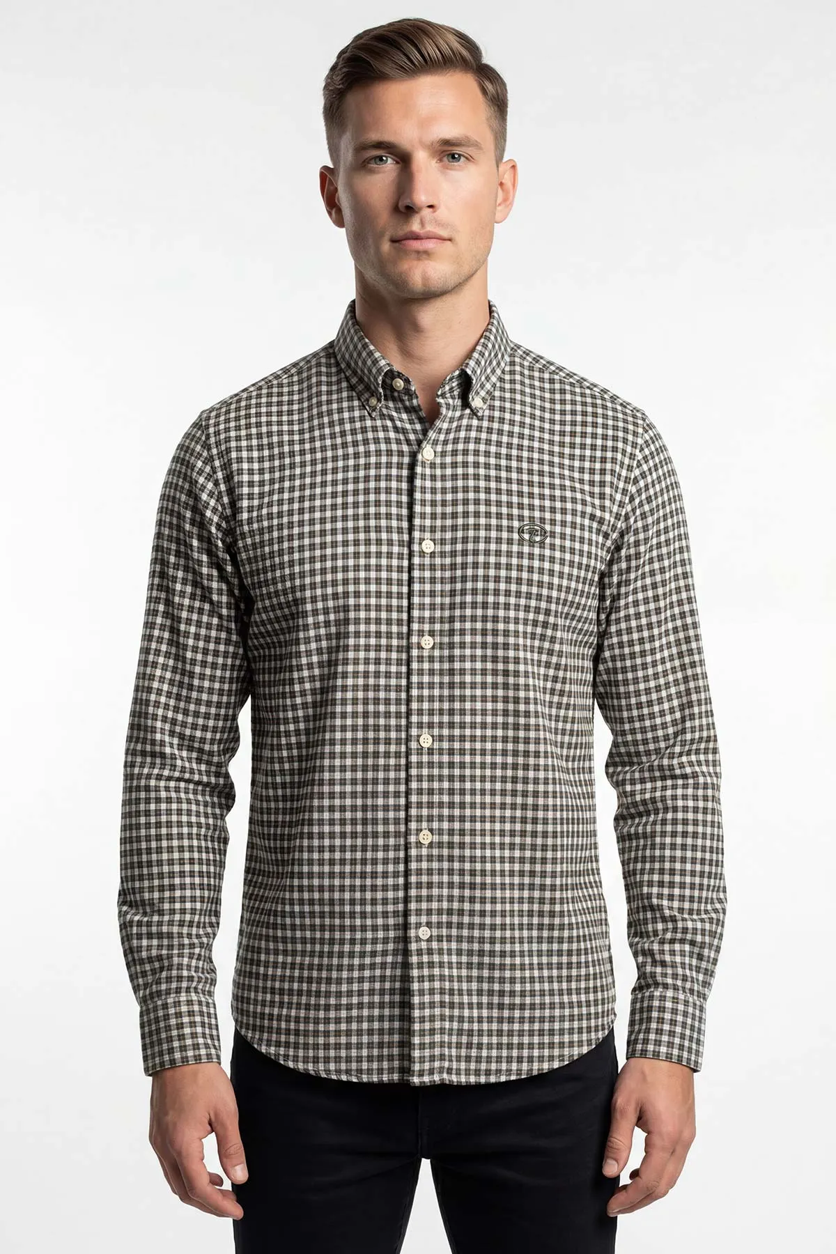 Yeşil Relaxed Fit Ekose Desen Erkek Gömlek 435791