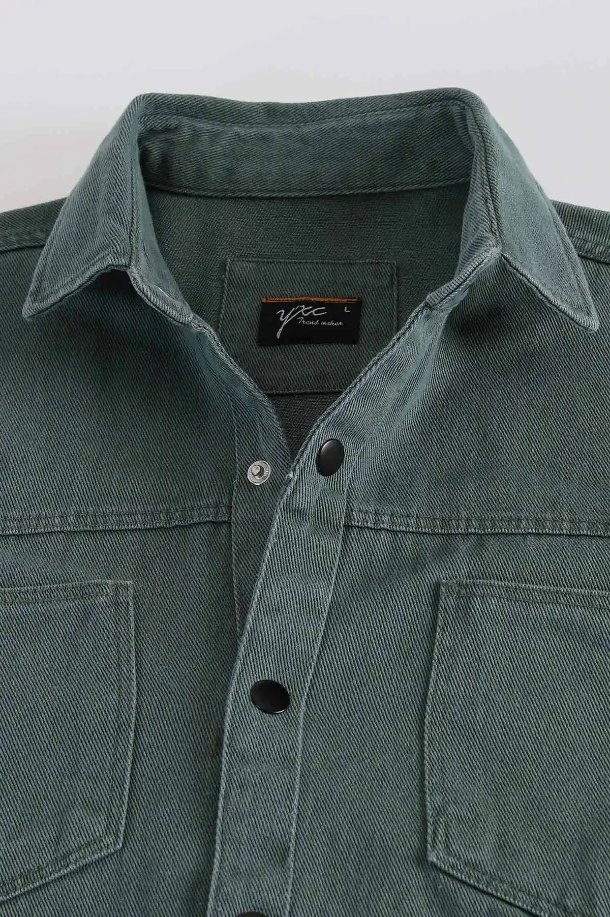 Yeşil Relaxed Fit Gabardin Çift Cepli Yıkamalı Erkek Gömlek 397970