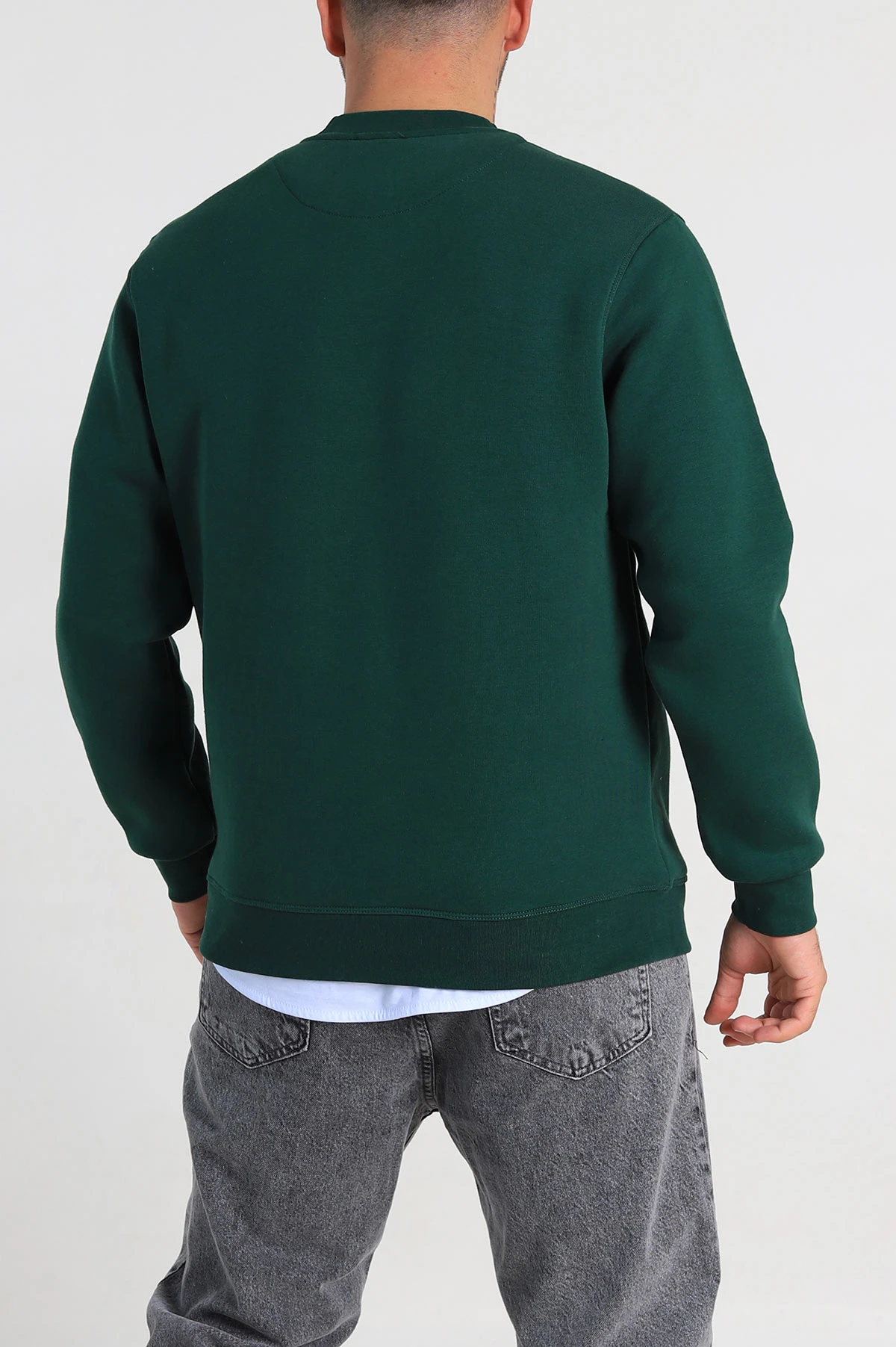 Yeşil Relaxed Fit Üç İp Şardonlu Logo Detaylı Erkek Sweatshirt 309855