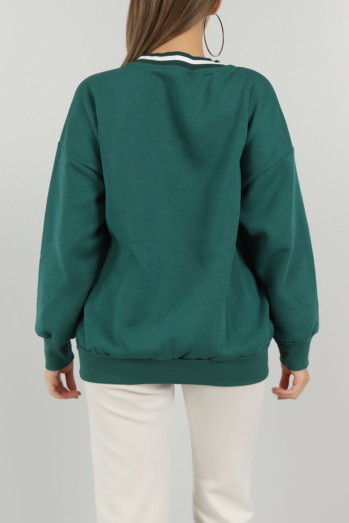 Yeşil Şardonlu Baskılı Bayan Sweat 144720