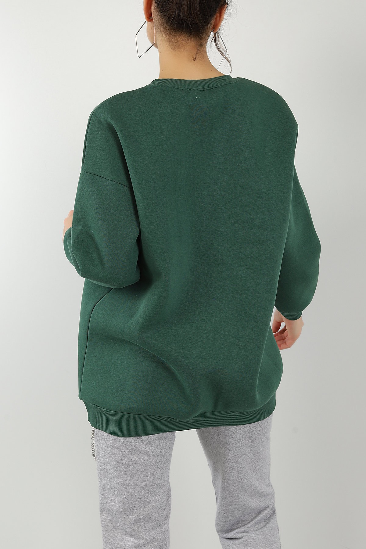 Yeşil Şardonlu Baskılı Bayan Sweat 145370