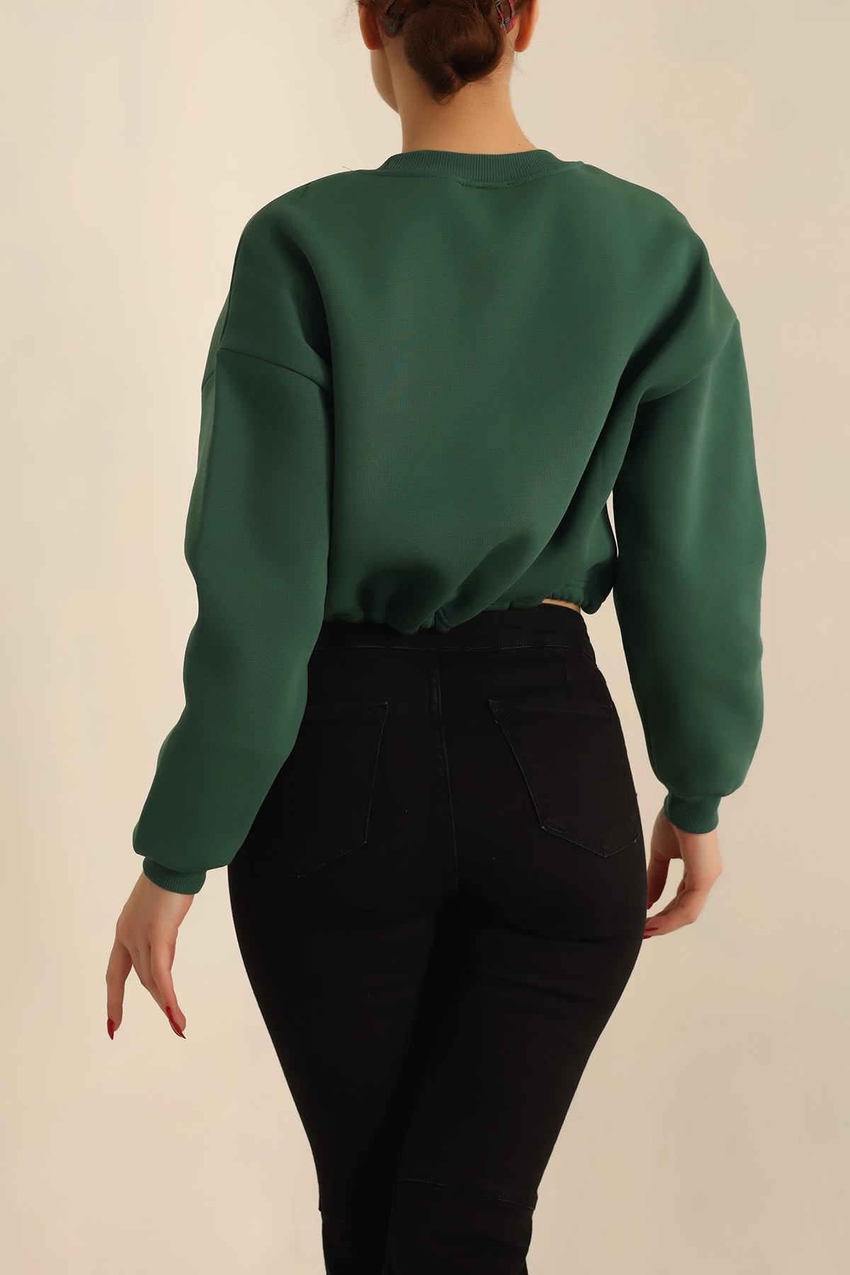 Yeşil Şardonlu Baskılı Bayan Sweat 228855