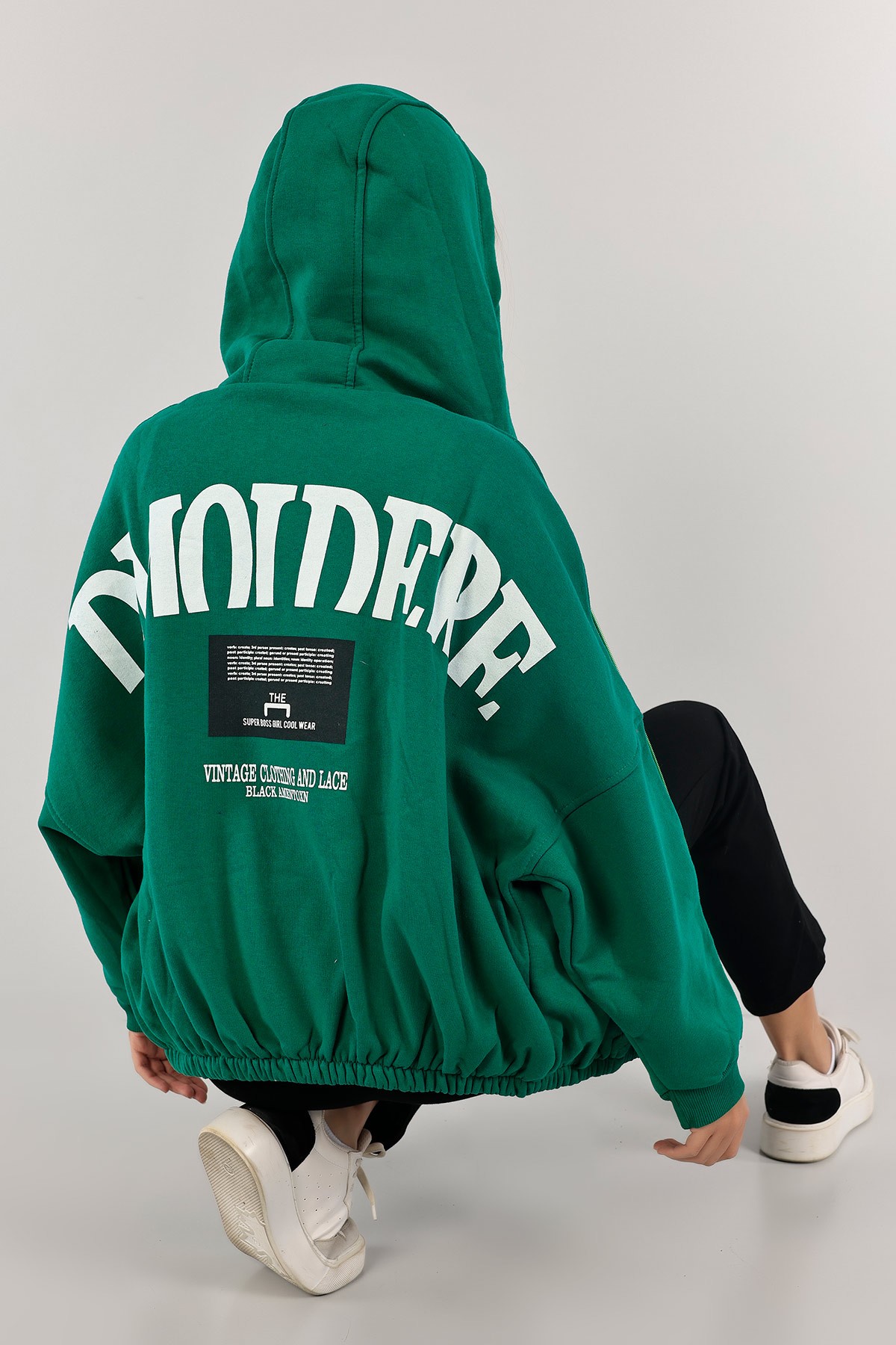 Yeşil Şardonlu Bayan Fermuarlı Sweat 132388