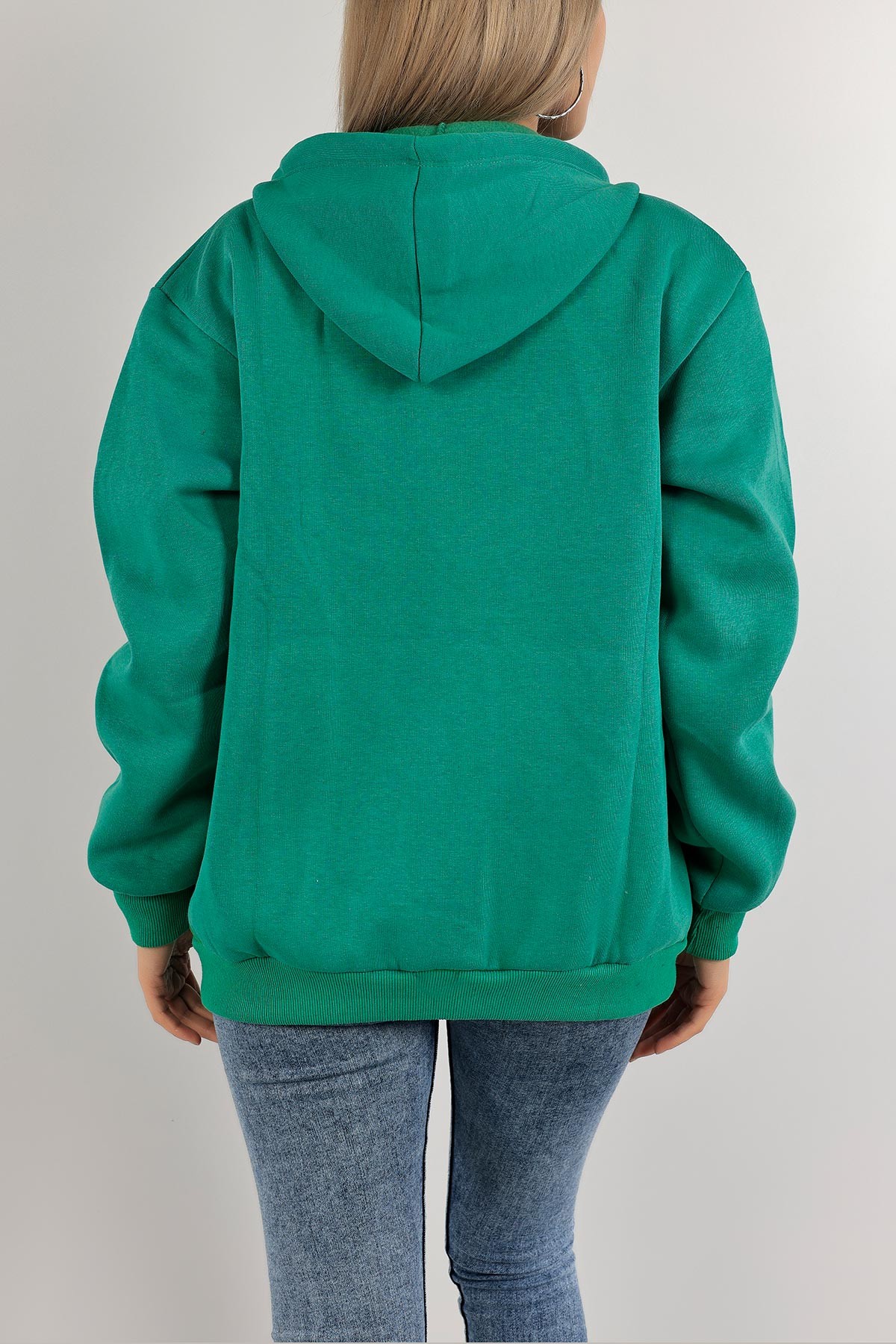 Yeşil Şardonlu Bayan Fermuarlı Sweat Hırka 138126