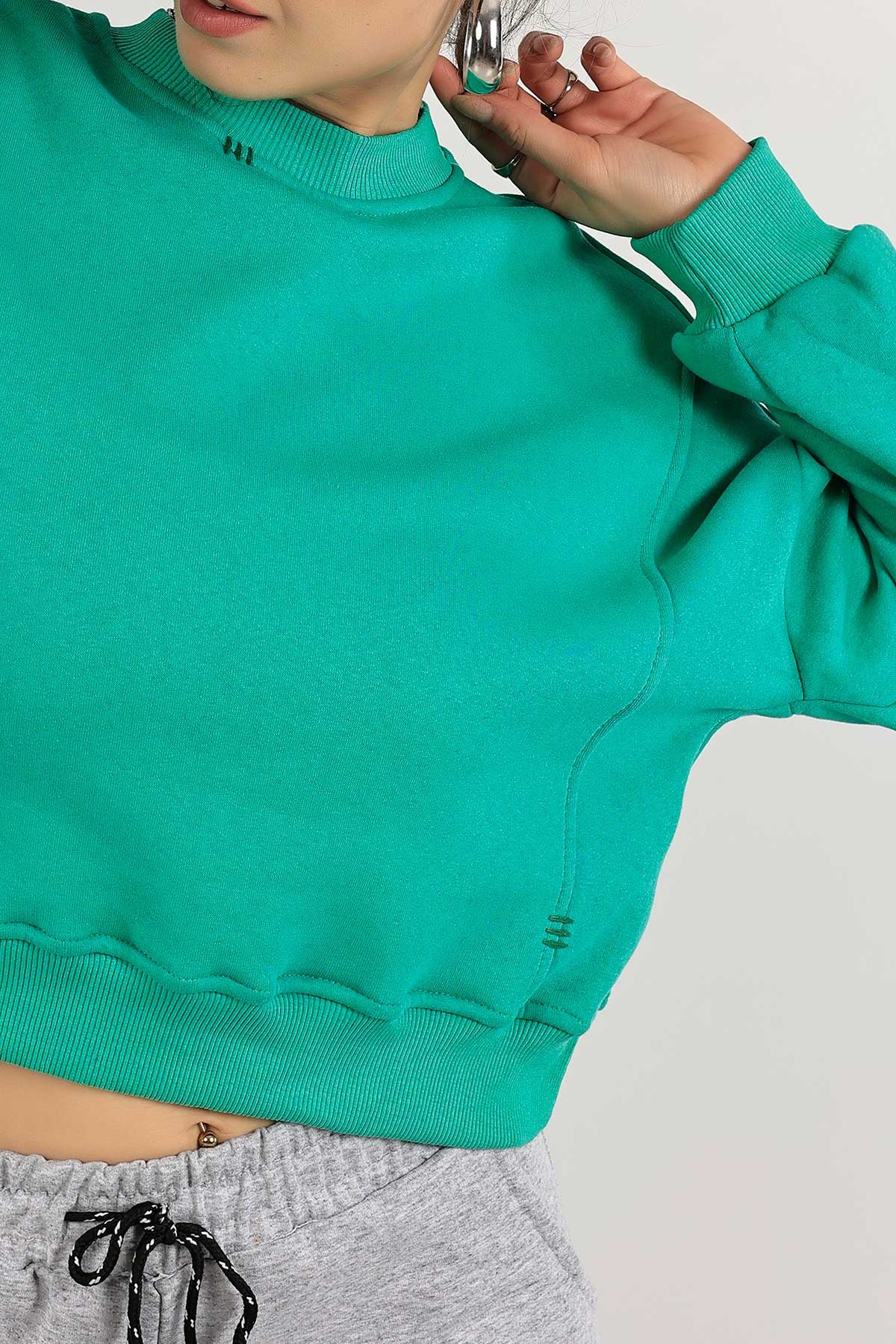 Yeşil Şardonlu Bayan Sweat 140752