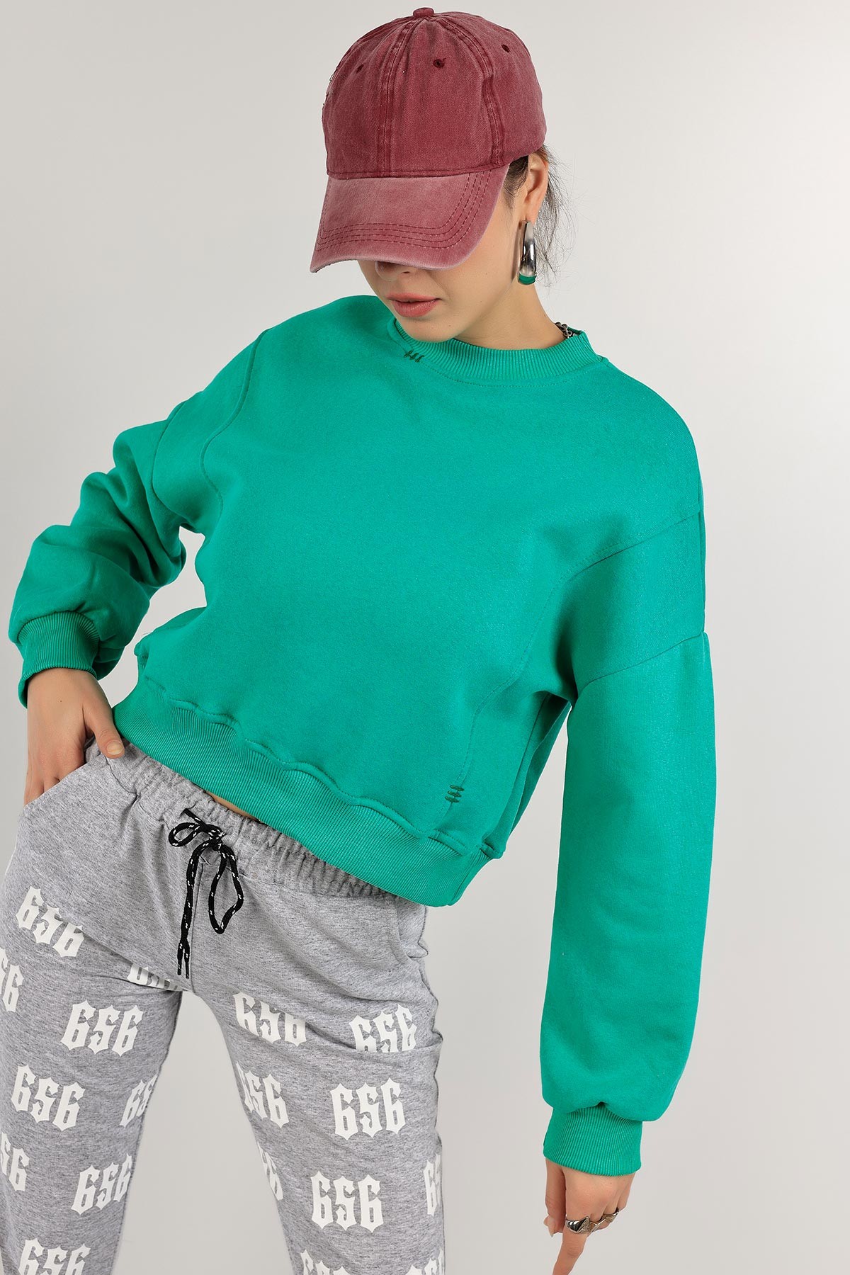 Yeşil Şardonlu Bayan Sweat 140752