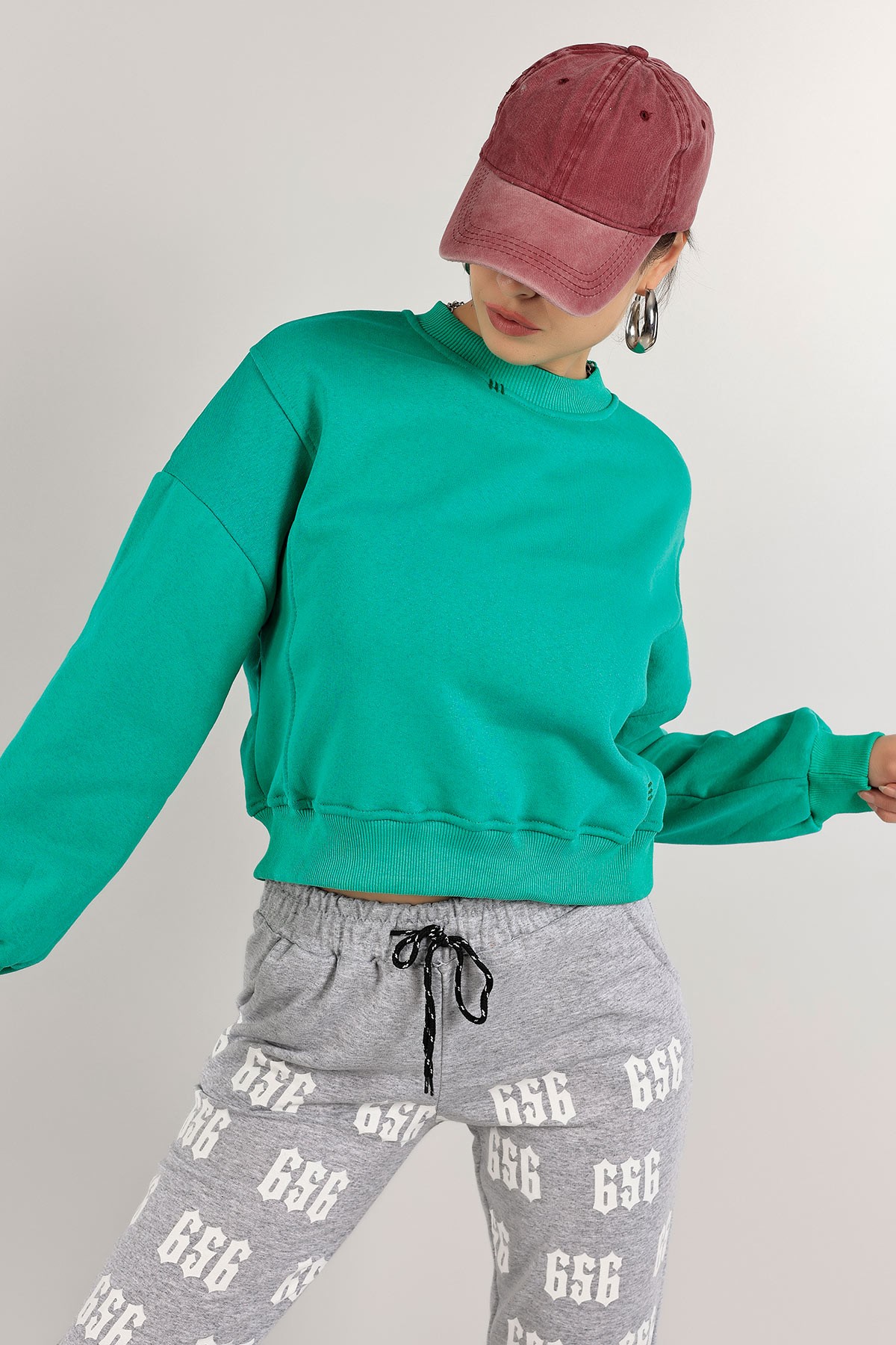 Yeşil Şardonlu Bayan Sweat 140752