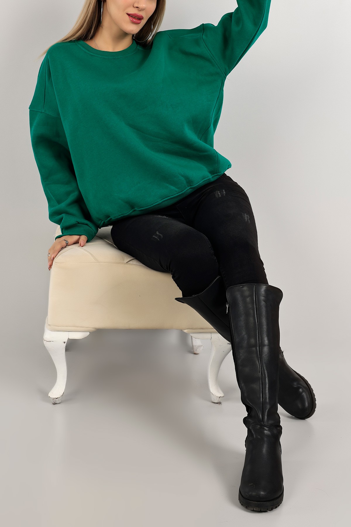Yeşil Şardonlu Bayan Sweat 142334