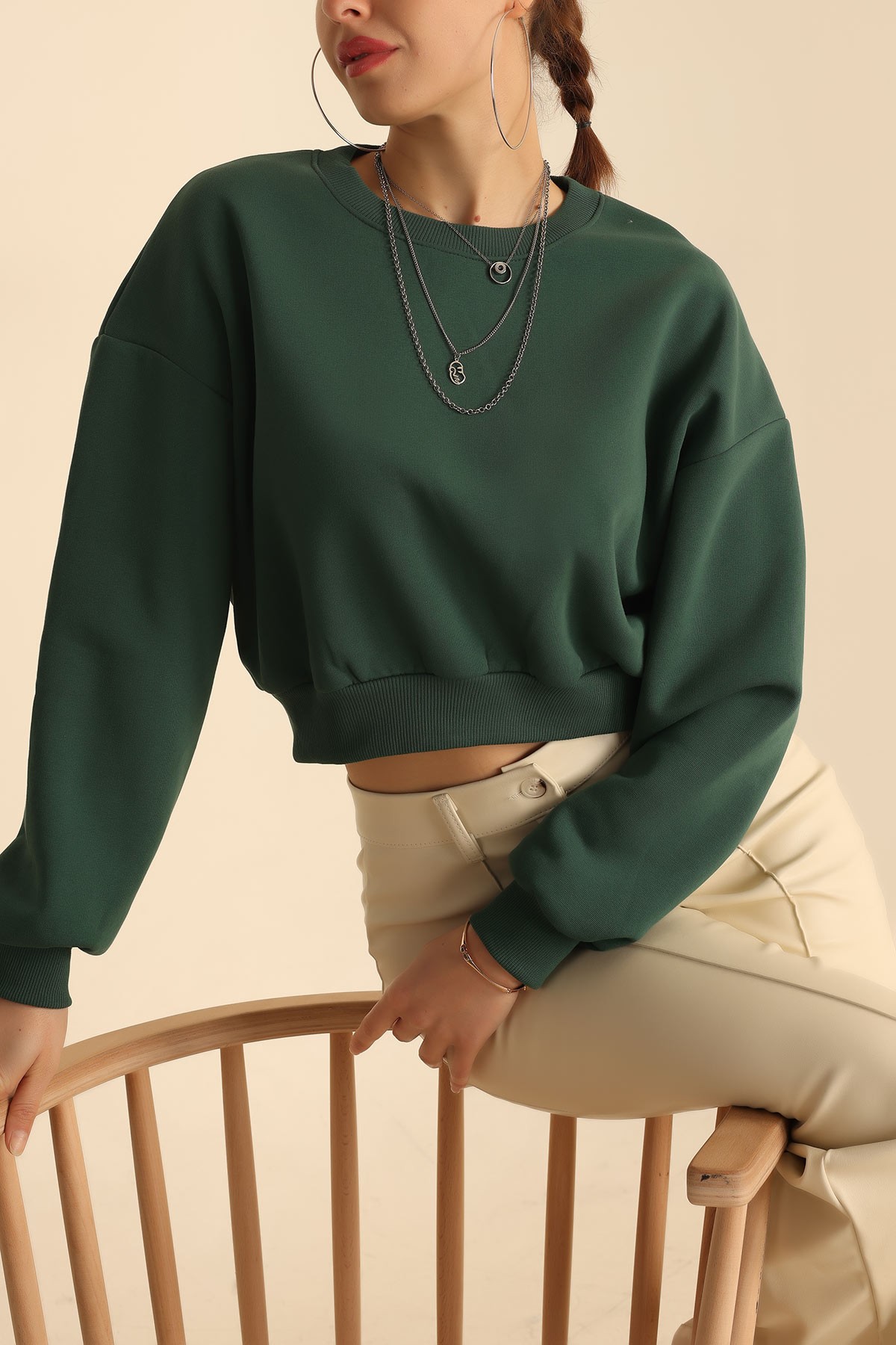 Yeşil Şardonlu Bayan Sweat 215110