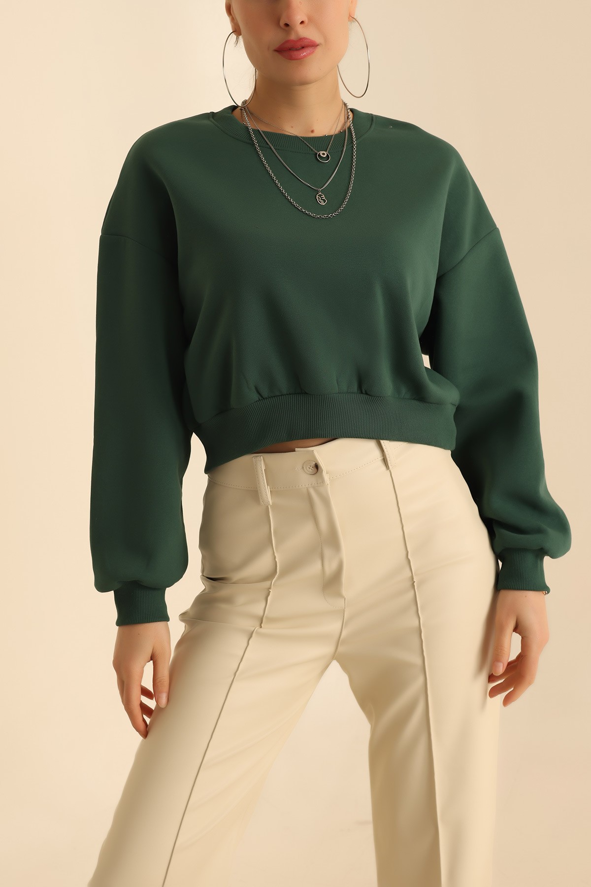 Yeşil Şardonlu Bayan Sweat 215110