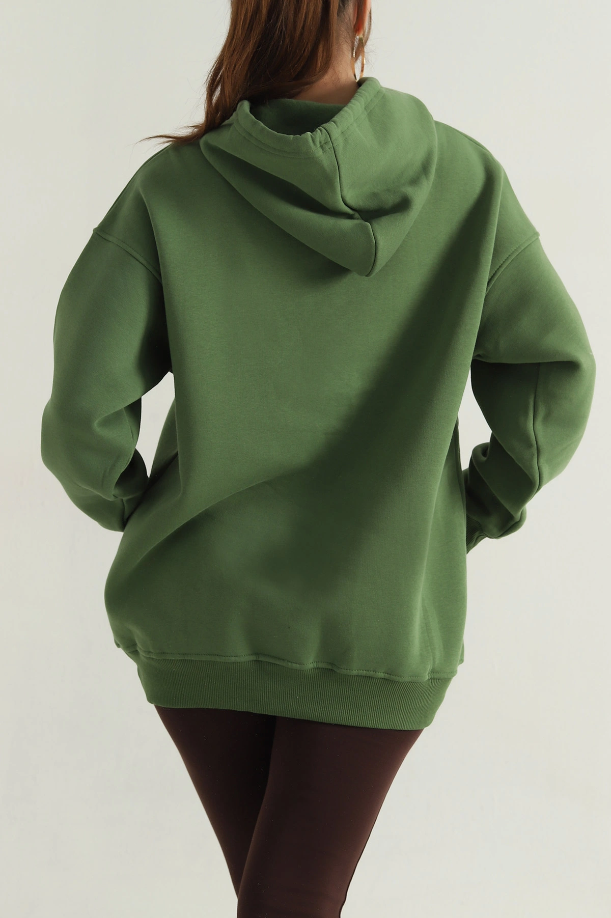 Yeşil Şardonlu Kadın Fermuarsız Sweat 400550