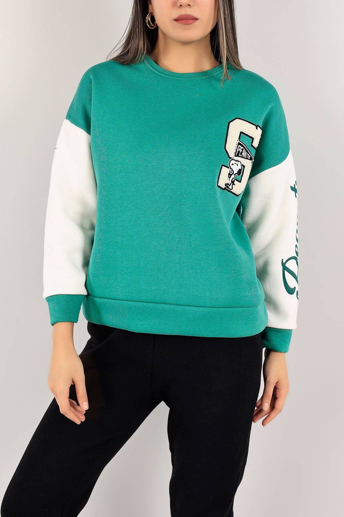 Yeşil Şardonlu Süzene Nakışlı Sweat 143197