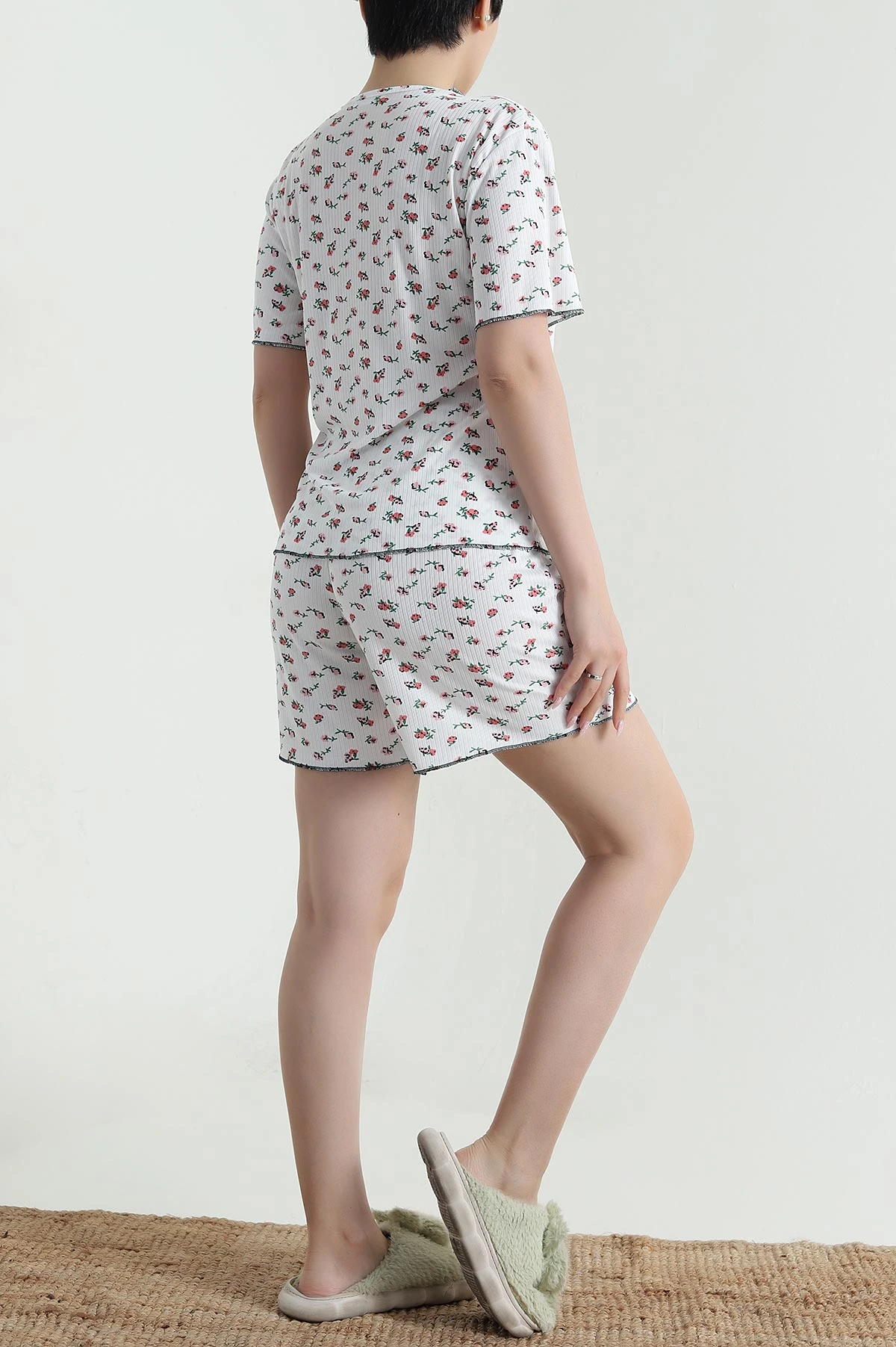 Yeşil Şortlu Kaşkorse Kadın Pijama Takımı 462228