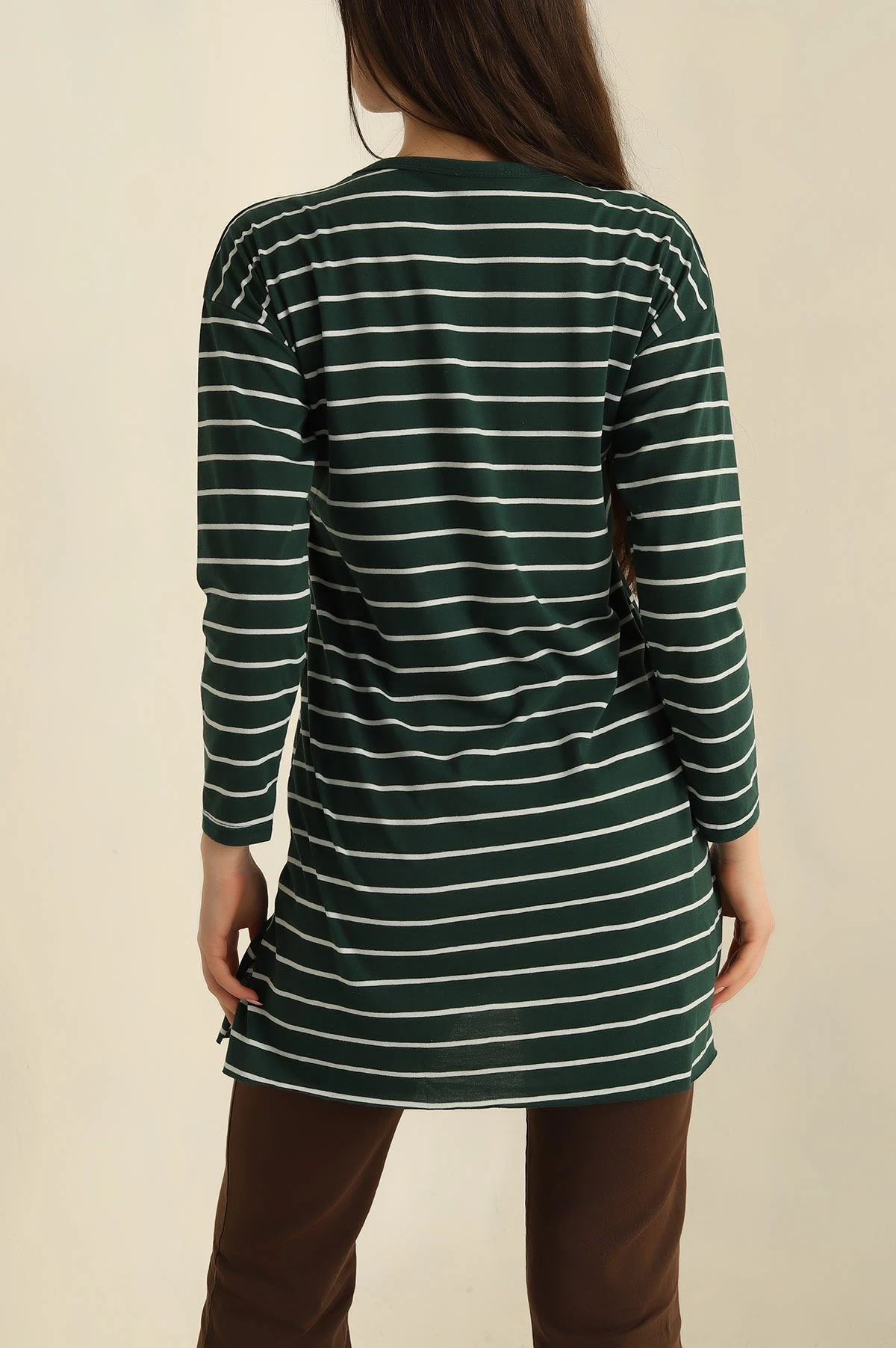 Yeşil Süprem Çizgili Tunik 258660
