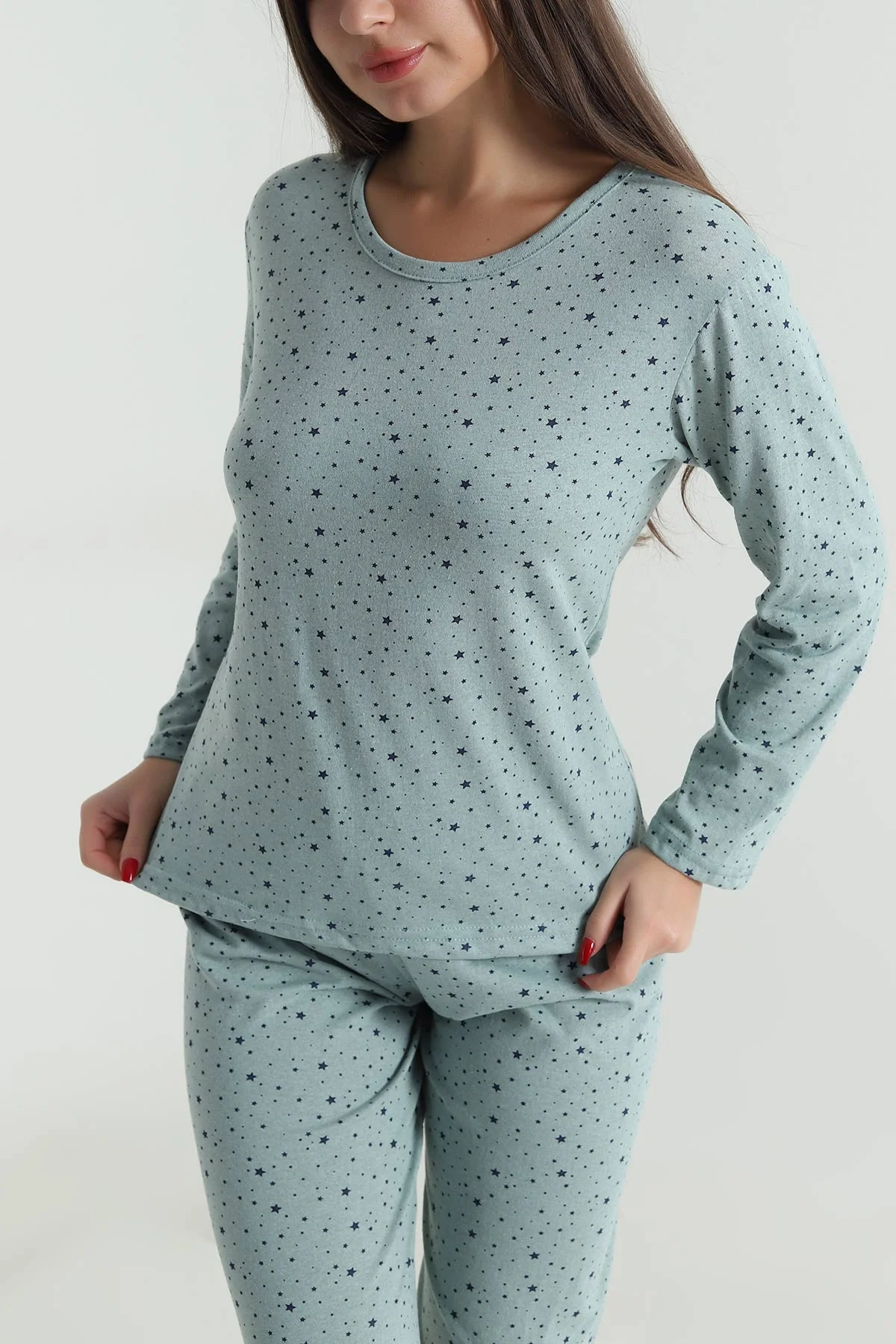 Yeşil Süprem Uzun Kol Kadın Pijama Takımı 493630