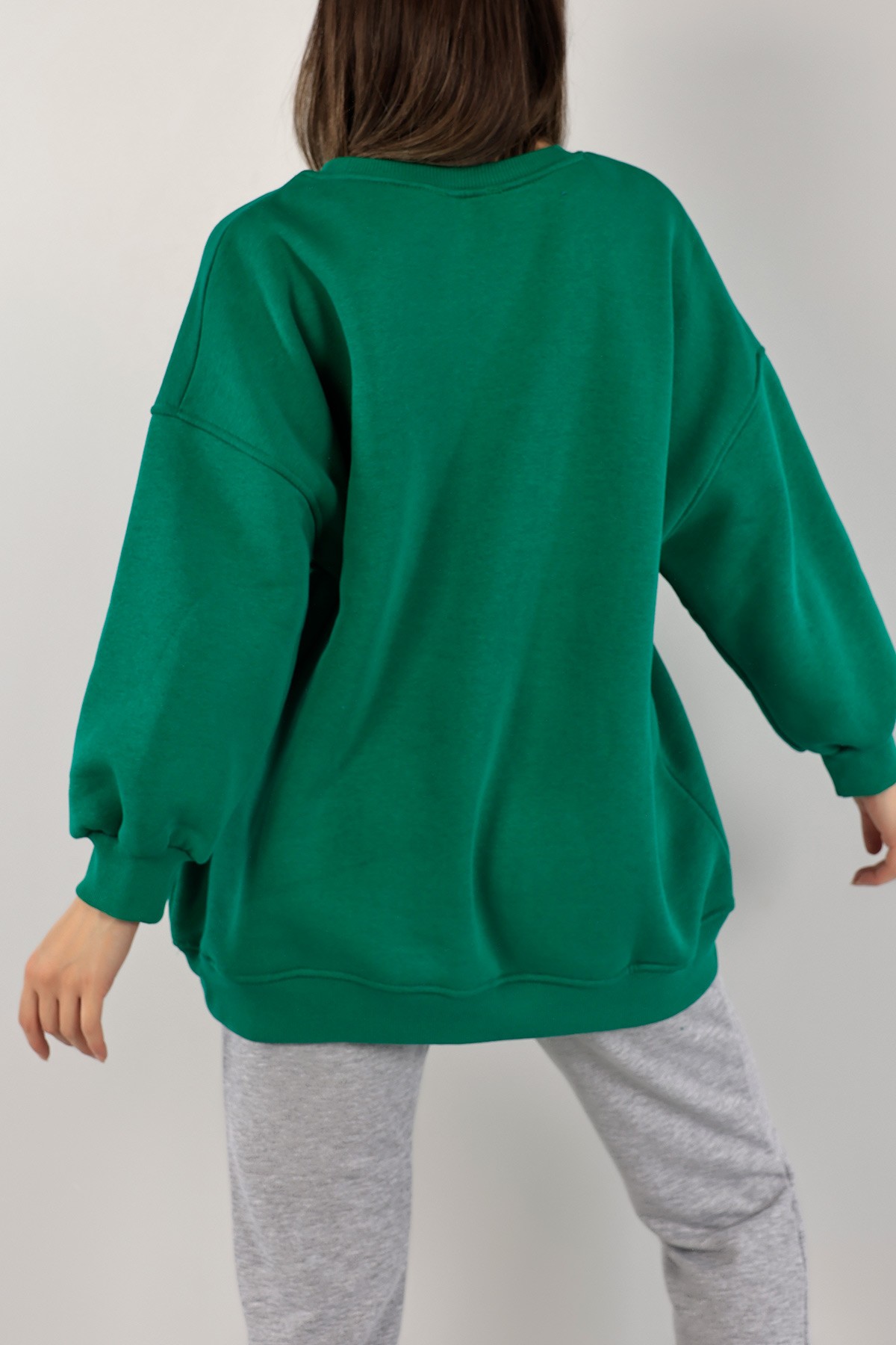 Yeşil Üç İp İçi Şardonlu Sweat Tunik 138559
