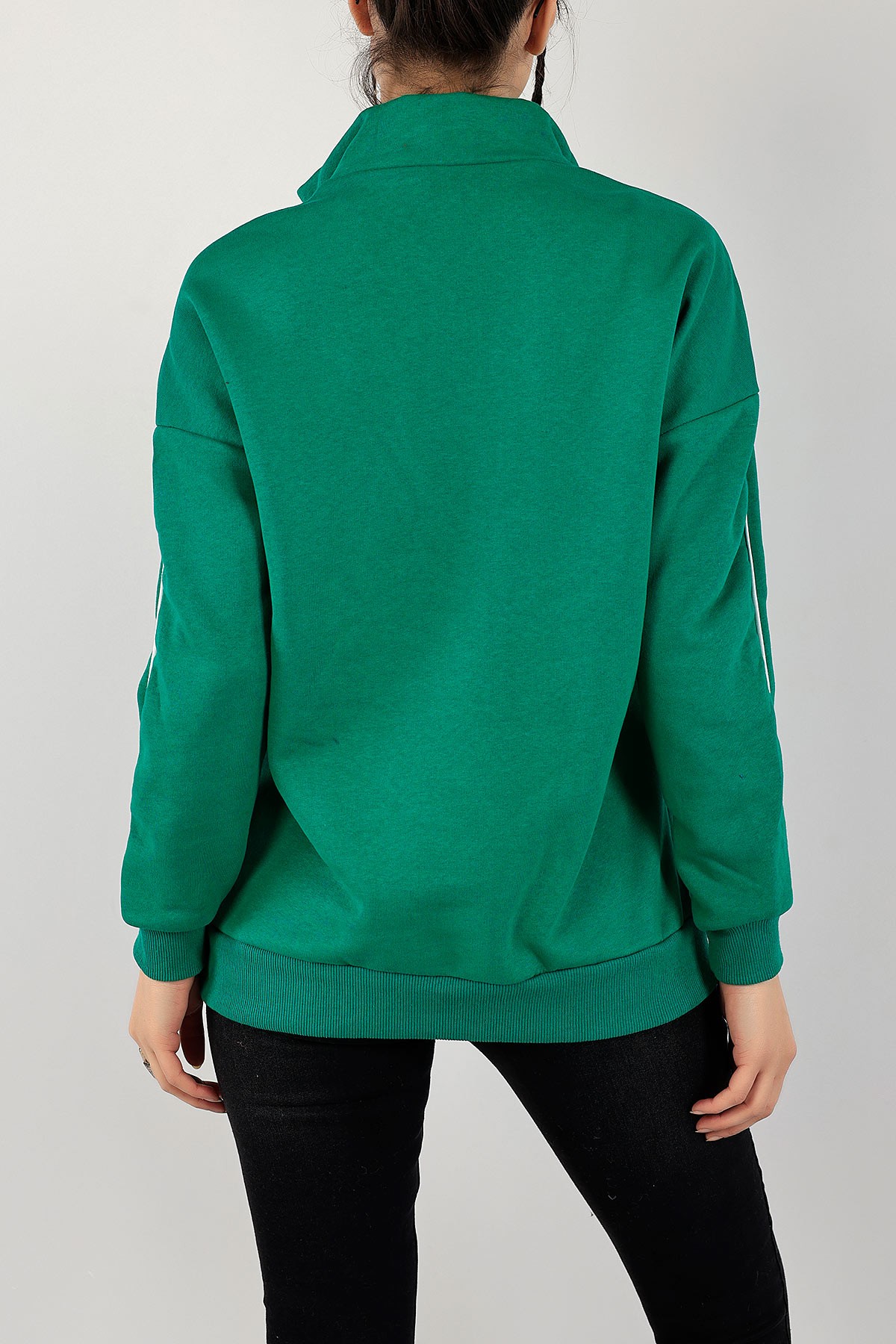 Yeşil Üç İp Şardonlu Bayan Sweat 143379