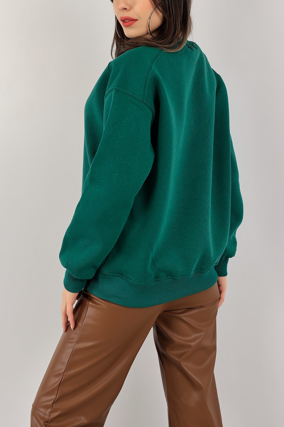 Yeşil Üç İplik Şardonlu Sweat 141587