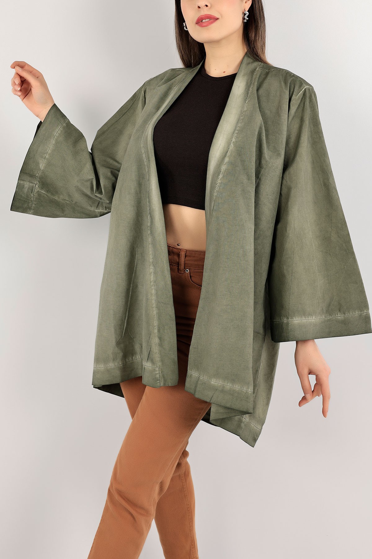 Yeşil Yağ Yıkama Yeni Sezon Kimono 108997
