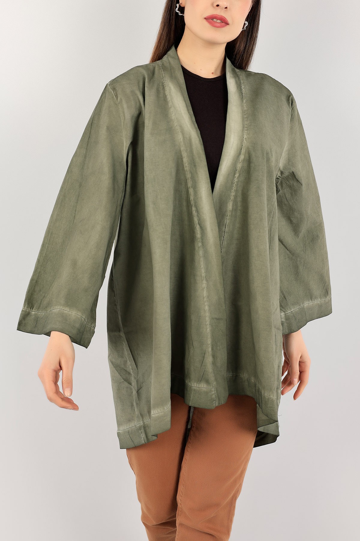 Yeşil Yağ Yıkama Yeni Sezon Kimono 108997