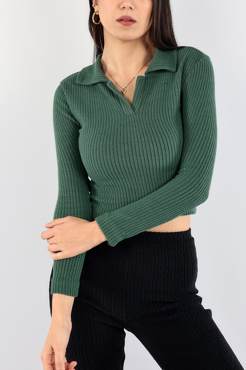 Yeşil Yakalı Fitilli Triko 92706