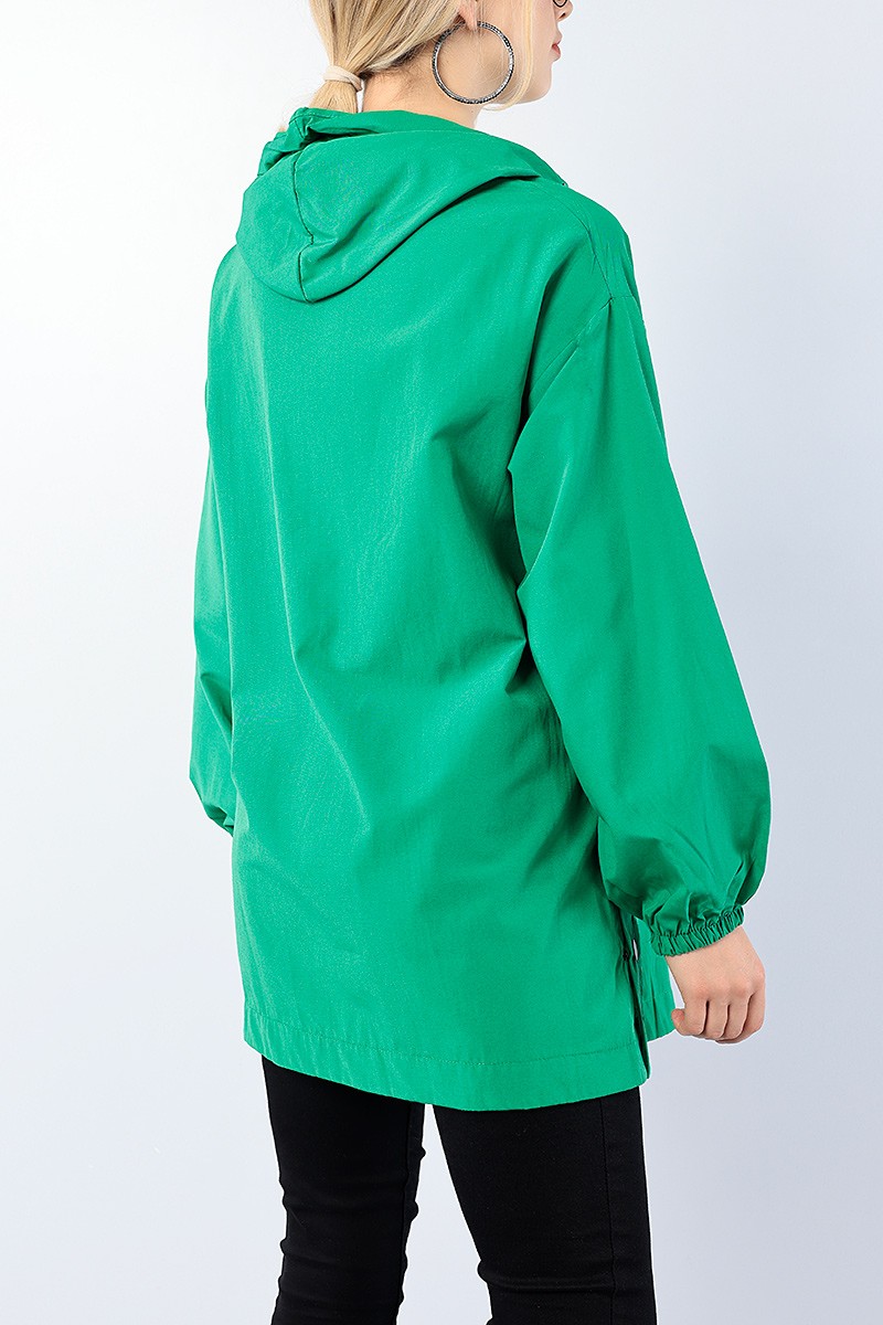 Yeşil Yan Çıtçıtlı Fermuarlı Tunik 75114
