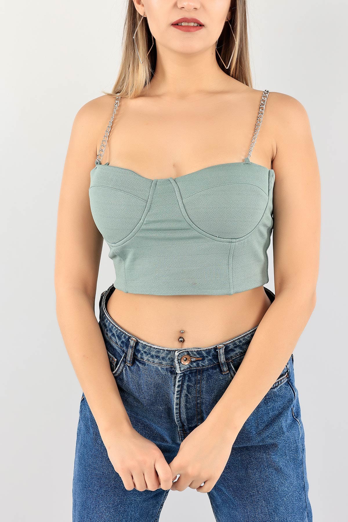 Yeşil Zincir Askılı Bluz 109666