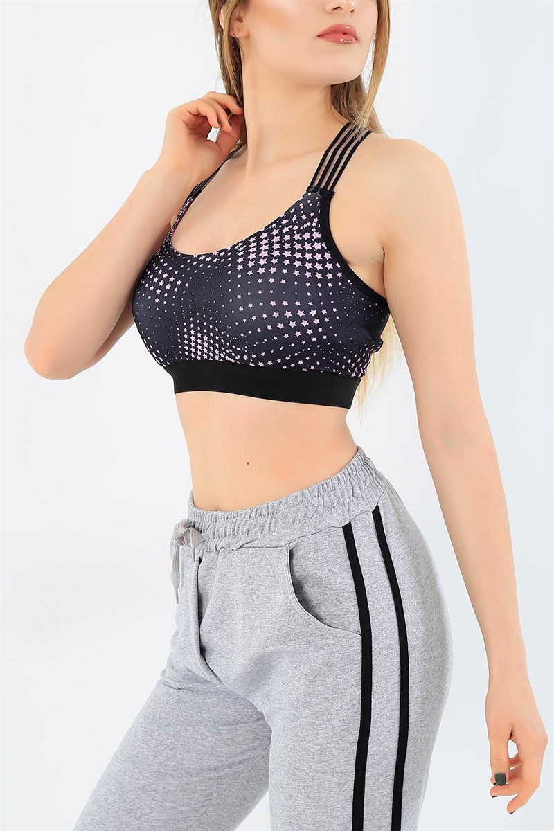 Yıldız Baskı Çapraz Lastikli Sporcu Büstiyer 33412