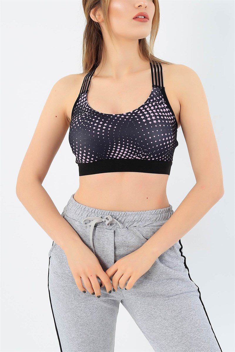 Yıldız Baskı Çapraz Lastikli Sporcu Büstiyer 33412
