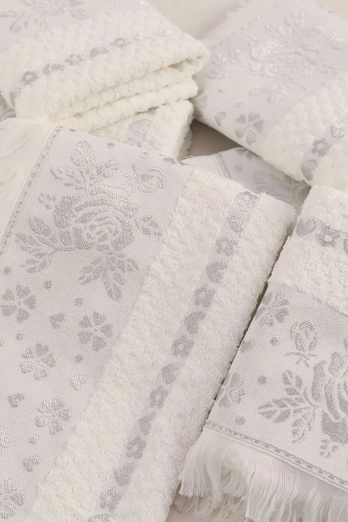 Yoncagül 50x90 Cm Saçaklı Jakarlı 6'lı El Havlusu Seti 434674