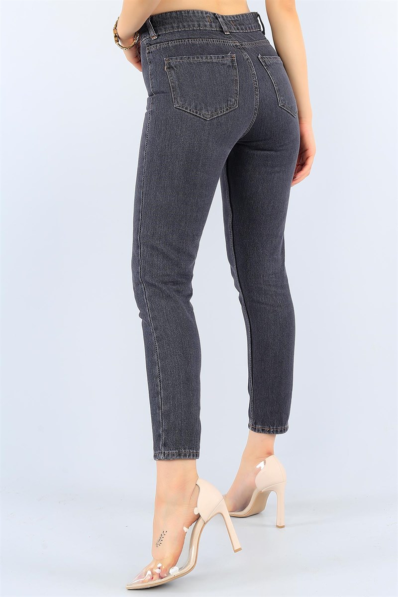 Yüksek Bel Füme Bayan Kot Pantolon 38495