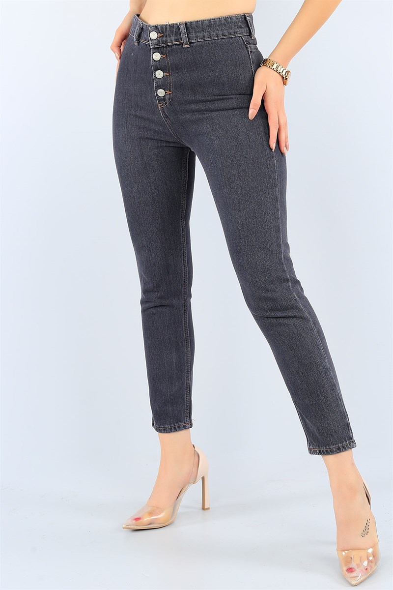 Yüksek Bel Füme Bayan Kot Pantolon 38495