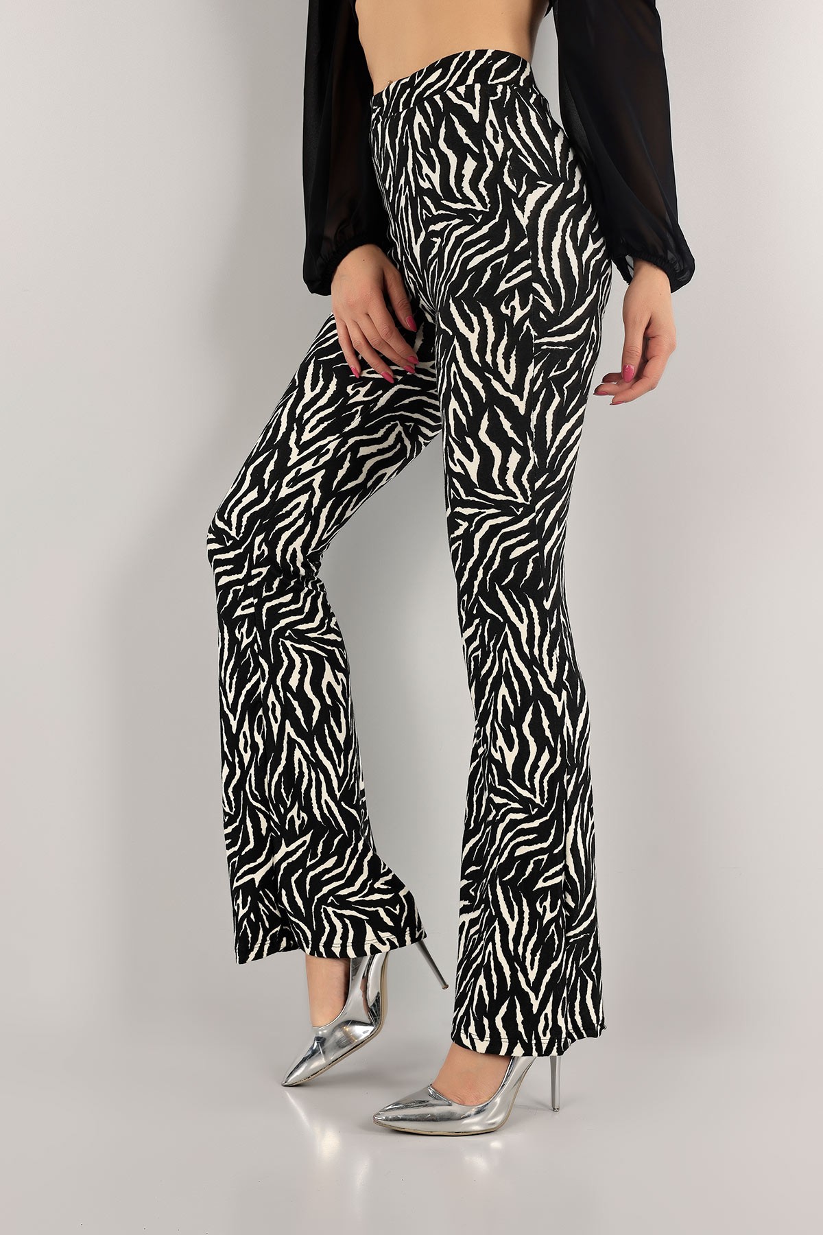 Zebra Desenli İspanyol Pamuklu Süet Pantolon 132200