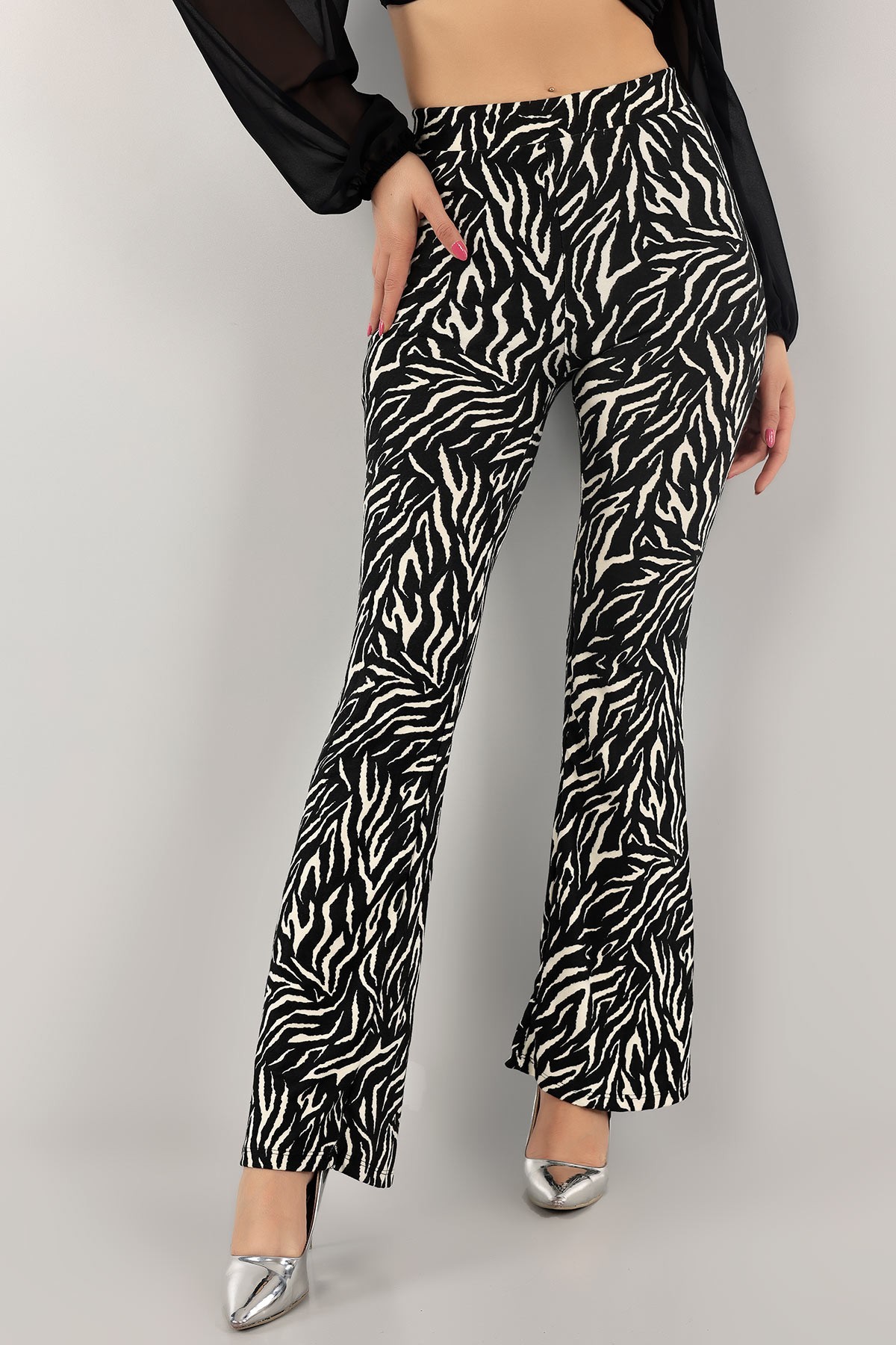 Zebra Desenli İspanyol Pamuklu Süet Pantolon 132200
