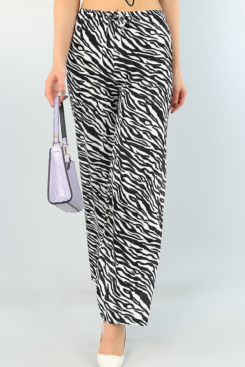 Zebra Desenli Rahat Kalıp Bayan Pantolon 64996