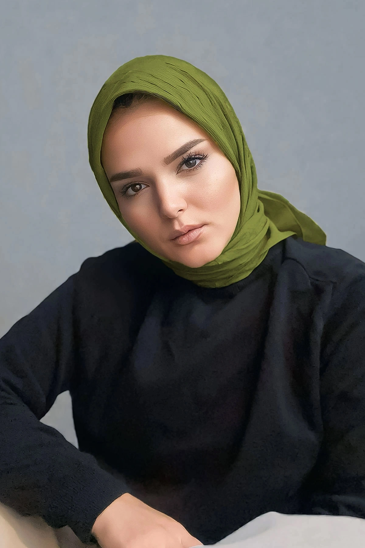 Zeytin 100x100 Bambu Kraş Düz Desen Eşarp 418945
