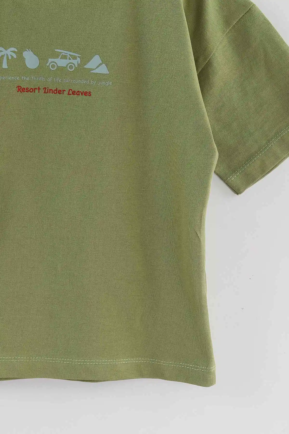 Zeytin (3-10 Yaş) Resort Baskılı Oversize Erkek Çocuk Tişört 469018