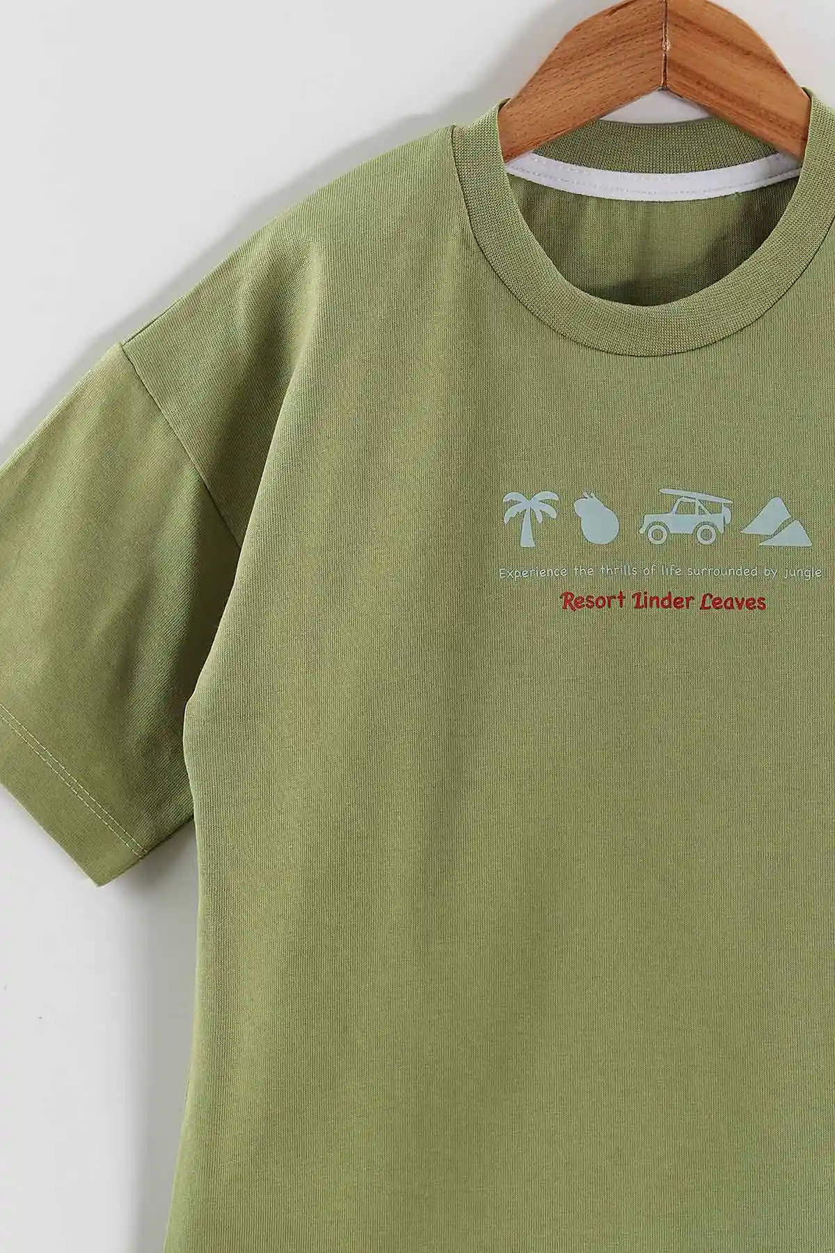 Zeytin (3-10 Yaş) Resort Baskılı Oversize Erkek Çocuk Tişört 469018
